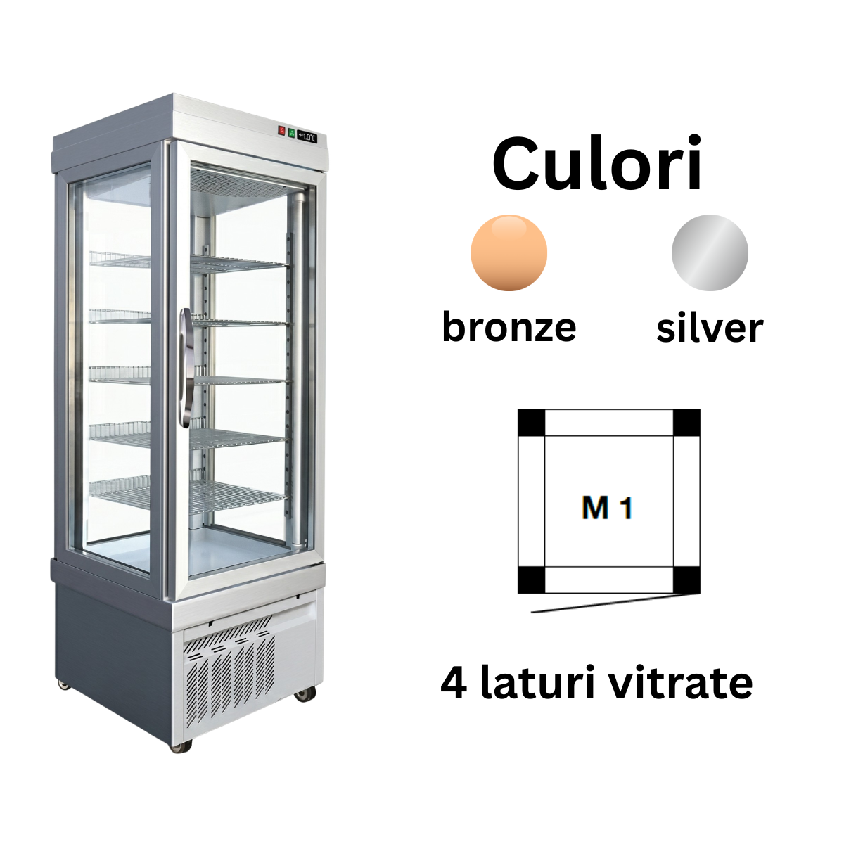 Vitrina frigorifica cofetarie Tekna, temp: +10...-5 °C, racire ventilata, 430 lt. 67*64*191 cm - 2