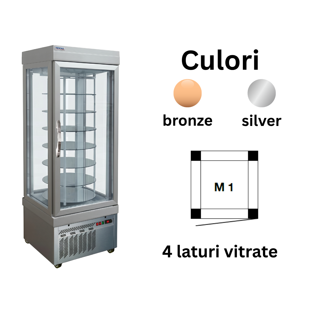 Vitrina frigorifica rotativa cofetarie Tekna, temp: +2...+10 °C, racire ventilata, 430 lt. 67*64*191 cm - 2