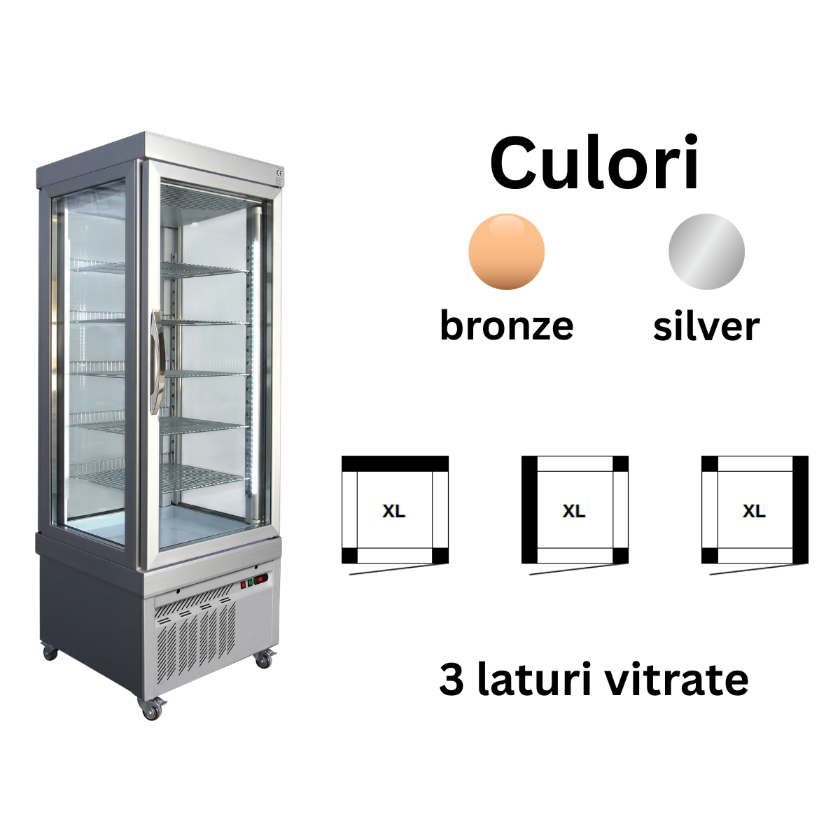 Vitrina frigorifica cofetarie Tekna, temp: -5...+10 °C, racire ventilata no-frost, 530 lt. 76*76*191 cm - 2