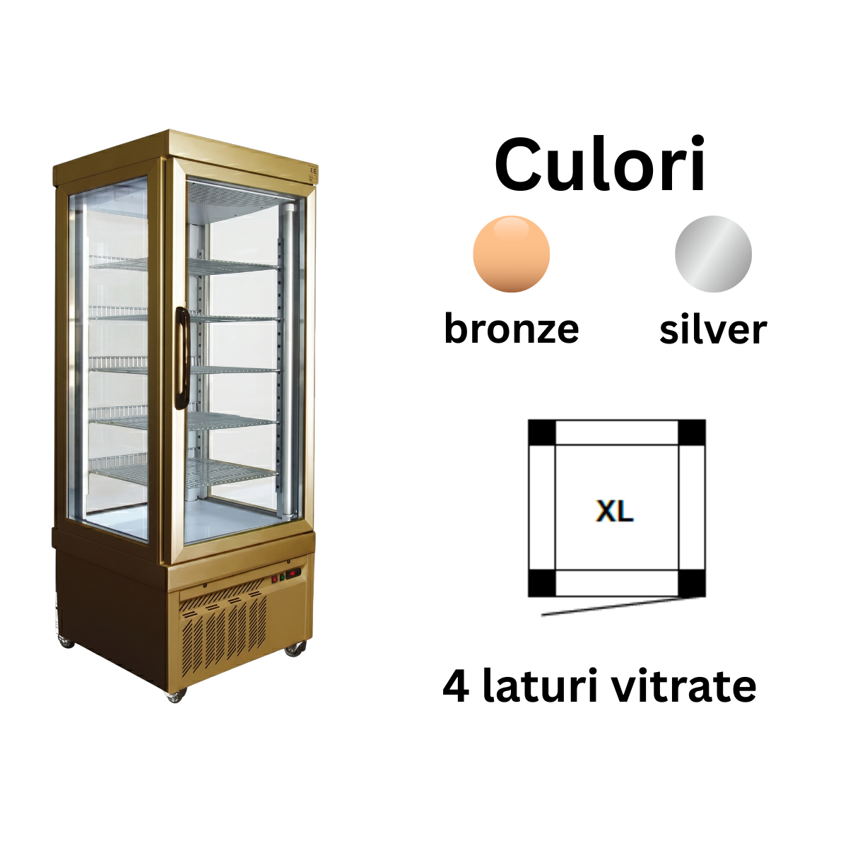 Vitrina frigorifica cofetarie Tekna, temp: +10...-5 °C, racire ventilata no-frost, 540 lt. 76*76*191 cm - 2