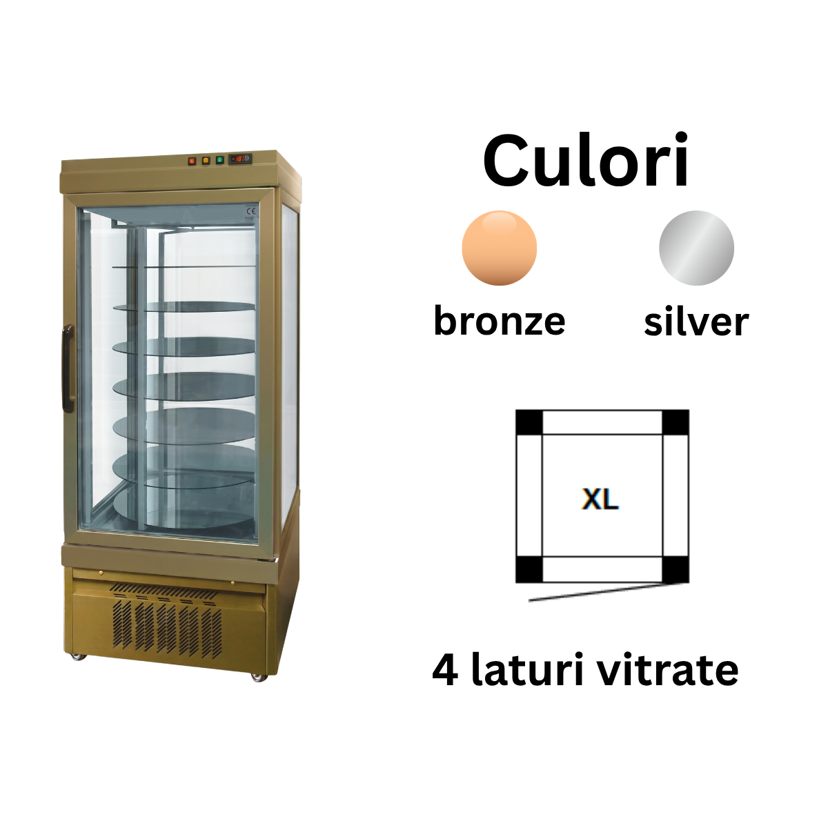 Vitrina frigorifica cofetarie Tekna, temp: +10...-5 °C, racire ventilata no-frost, 540 lt. 76*76*191 cm - 2