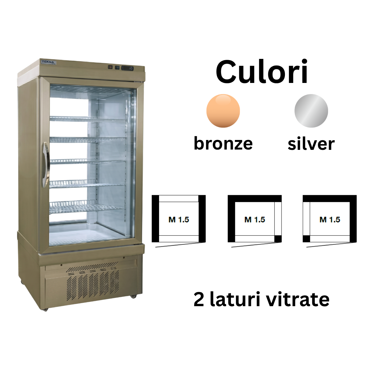 Vitrina frigorifica cofetarie Tekna, temp: -5...+10 °C, racire ventilata No-Frost, 570 lt. 90*64*191 cm - 2