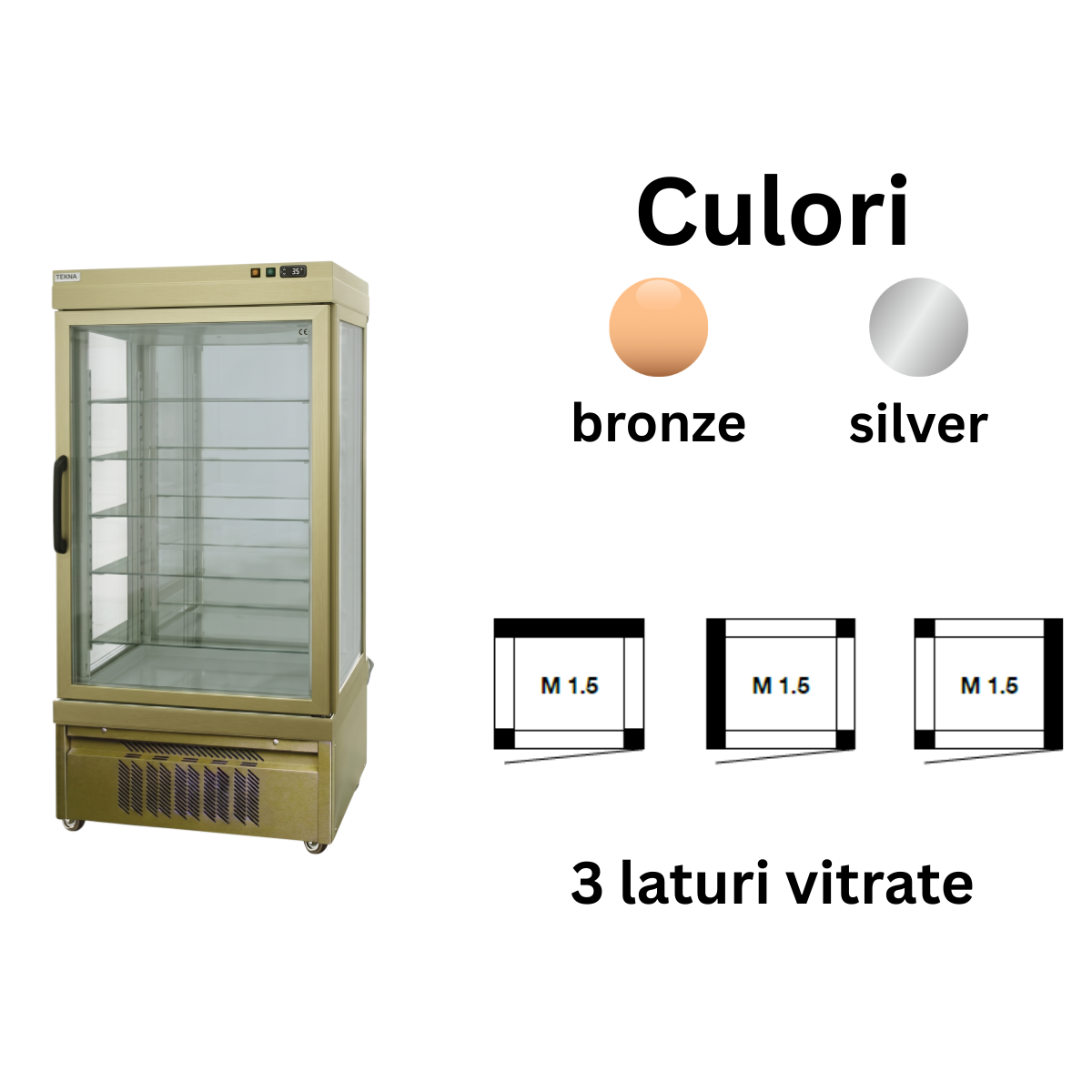 Vitrina frigorifica cofetarie Tekna, temp: -25...+5 °C, racire ventilata No-Frost, 590 lt. 90*64*191 cm - 2