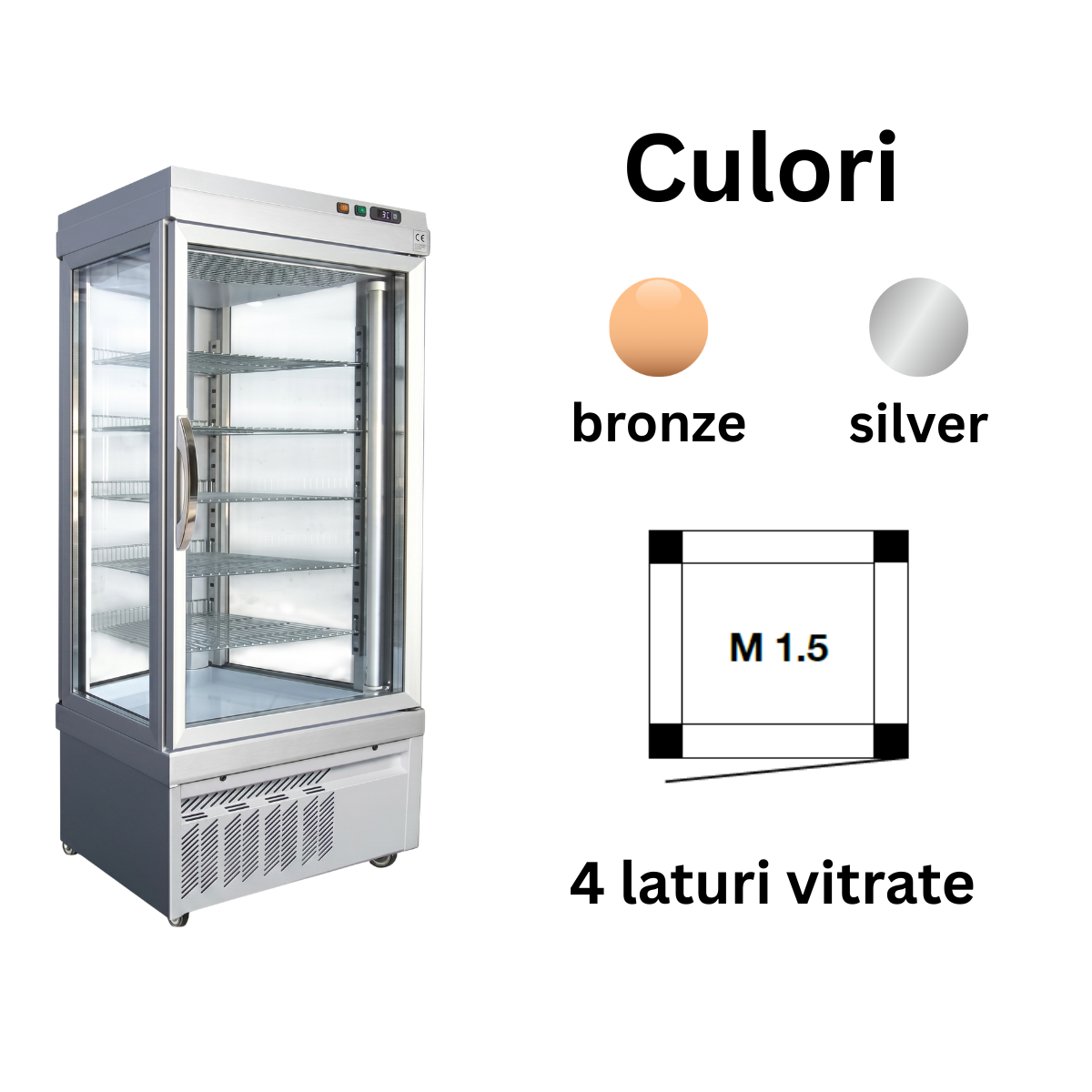 Vitrina frigorifica cofetarie Tekna, temp: -25...+5 °C, racire ventilata No-Frost, 595 lt. 90*64*191 cm - 2