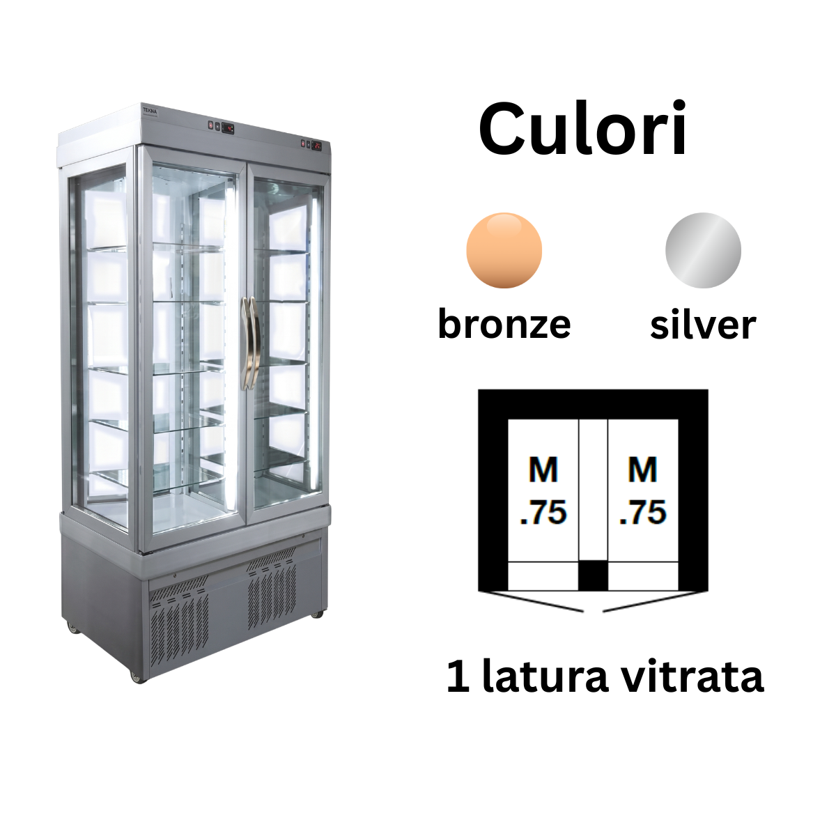 Vitrina frigorifica combinata cofetarie Tekna, temp: -25...+10 °C, racire statica, 520 lt. 90*64*191 cm - 2
