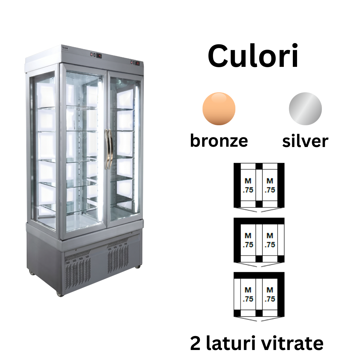 Vitrina frigorifica cofetarie Tekna, temp: -15...-25 °C, racire statica, 520 lt. 90*64*191 cm - 2