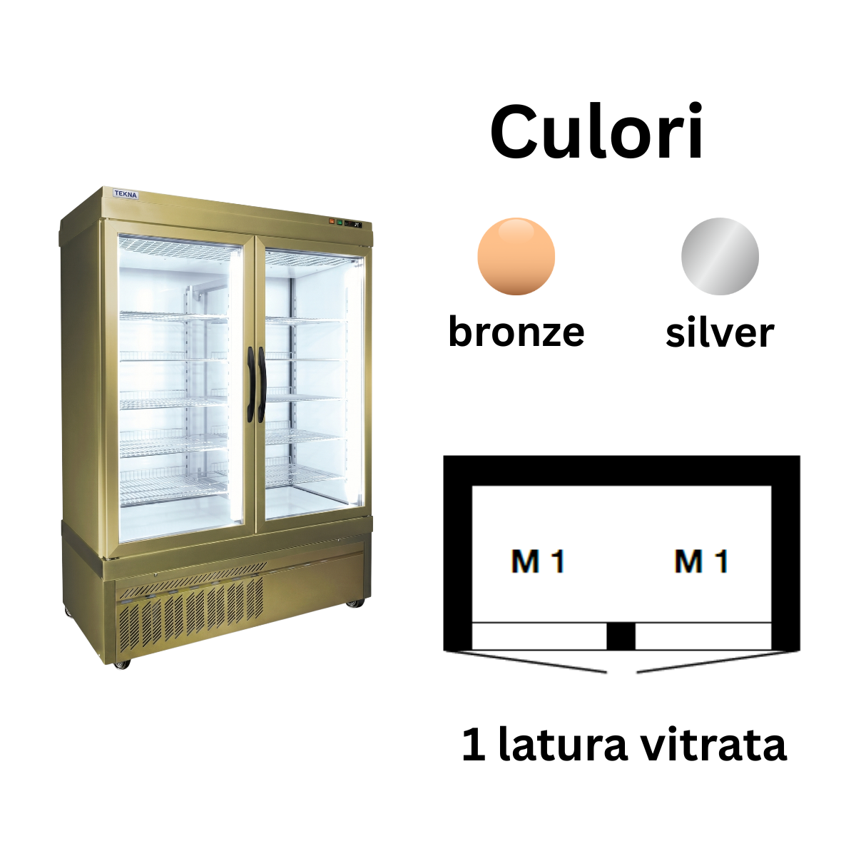 Vitrina frigorifica cofetarie Tekna, temp: -5...+10 °C, racire ventilata No-Frost, 810 lt. 132*64*191 cm - 2