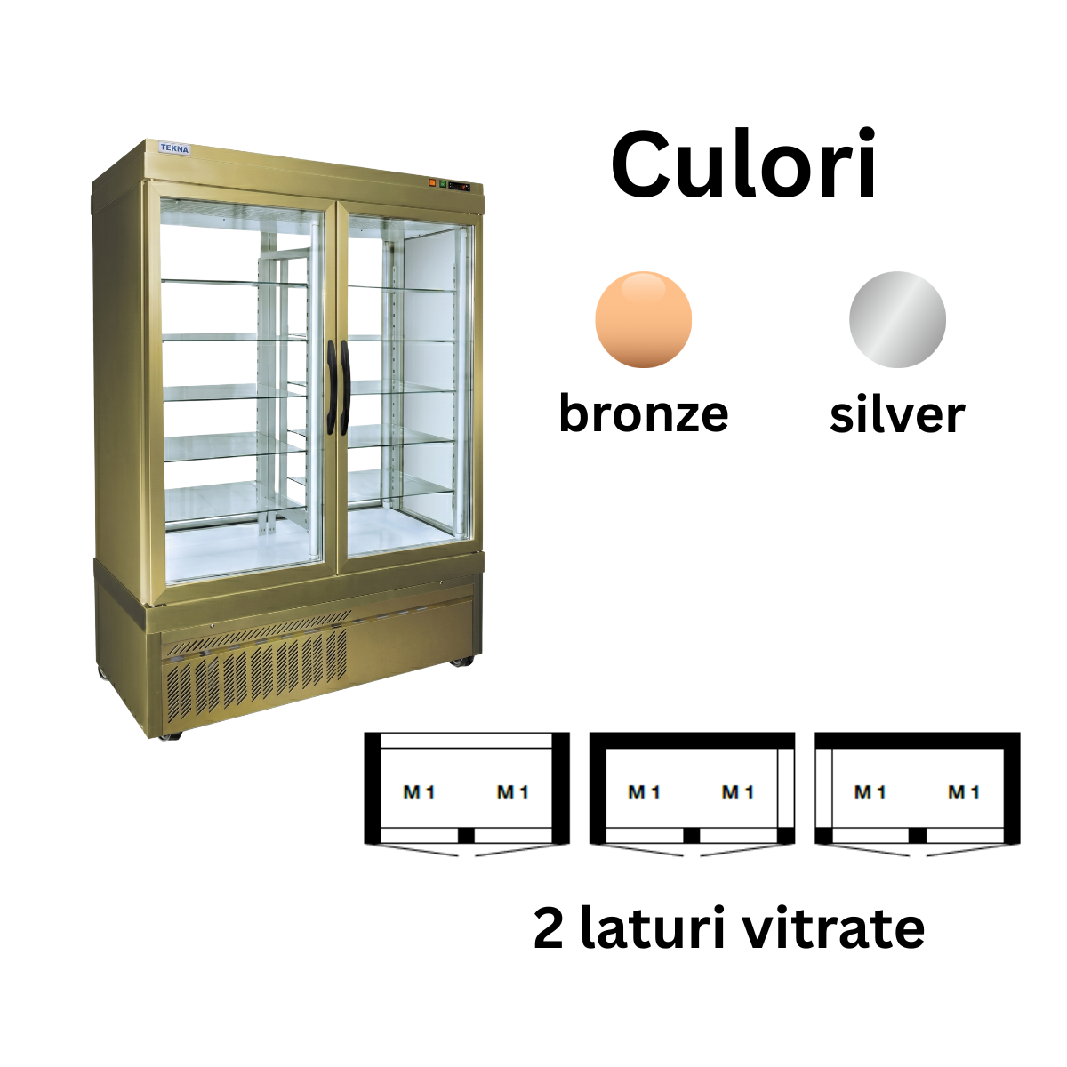 Vitrina congelare cofetarie Tekna, temp: -25...-15 °C, racire statica, 905 lt. 132*64*191 cm - 2