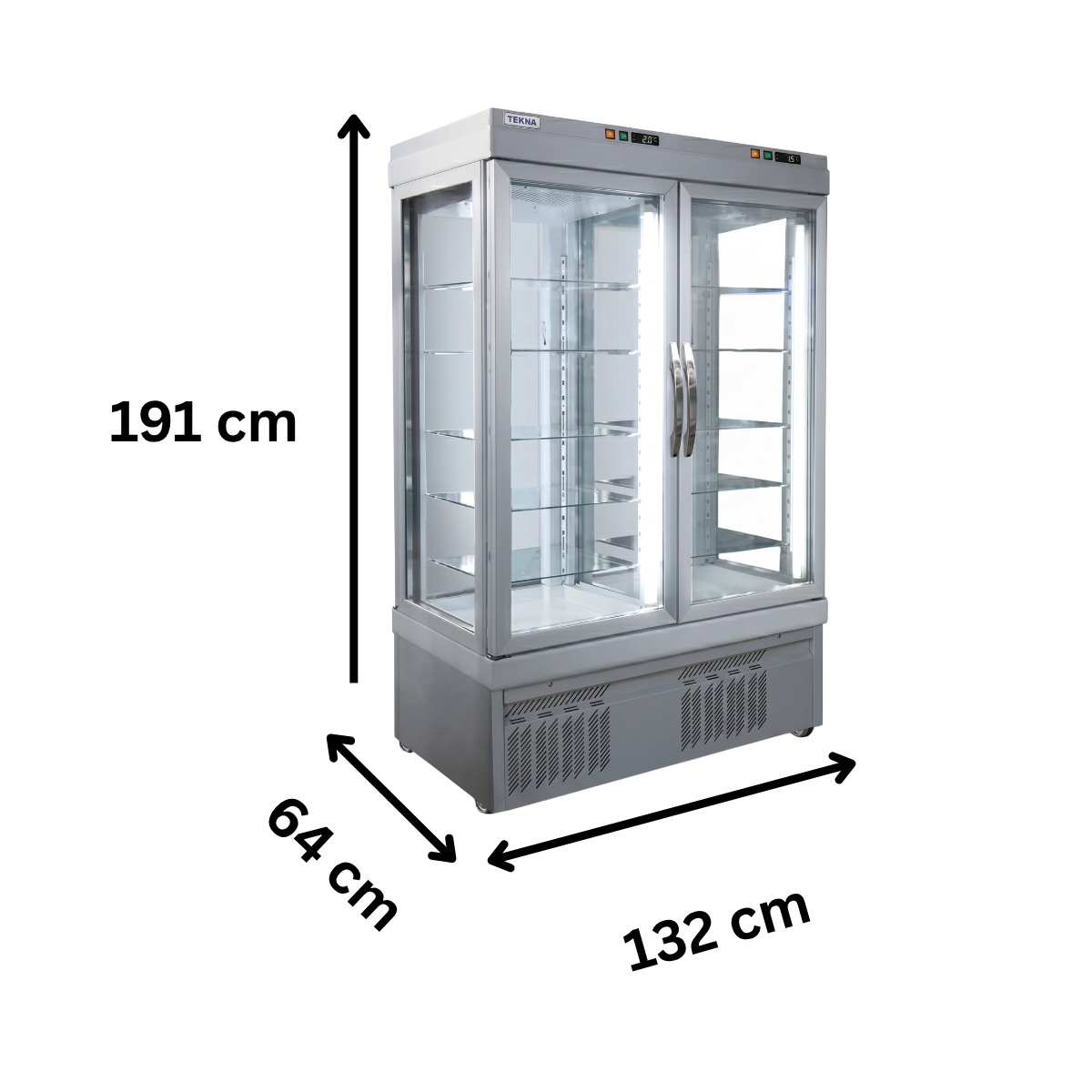 Vitrina frigorifica cofetarie Tekna, temp: +2...+10 °C, racire statica, 935 lt. 132*64*191 cm - 1