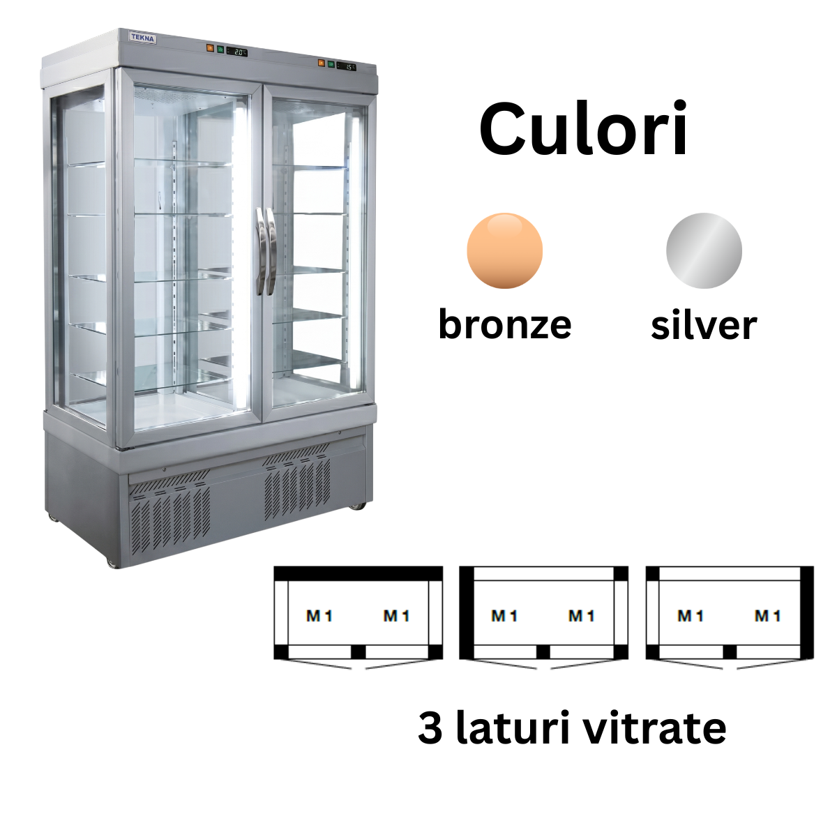 Vitrina congelare cofetarie Tekna, temp: -25...-15 °C, racire statica, 935 lt. 132*64*191 cm - 2