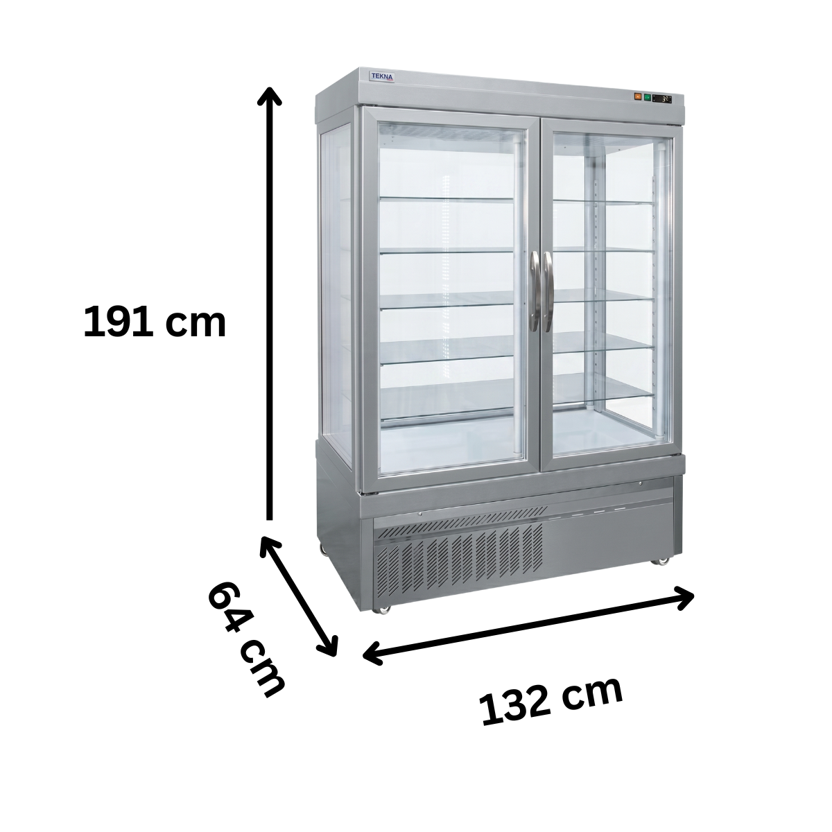 Vitrina frigorifica cofetarie Tekna, temp: +2...+10 °C, racire statica, 935 lt. 132*64*191 cm - 1