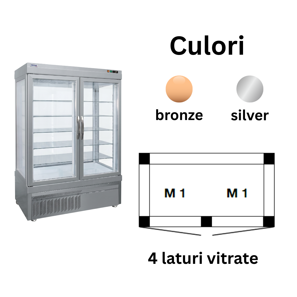 Vitrina congelare cofetarie Tekna, temp: -25...-15 °C, racire statica, 935 lt. 132*64*191 cm - 2