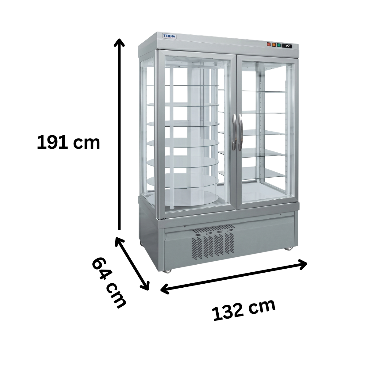 Vitrina frigorifica cofetarie Tekna, temp: +2...+10 °C, racire statica, 935 lt. 132*64*191 cm - 1