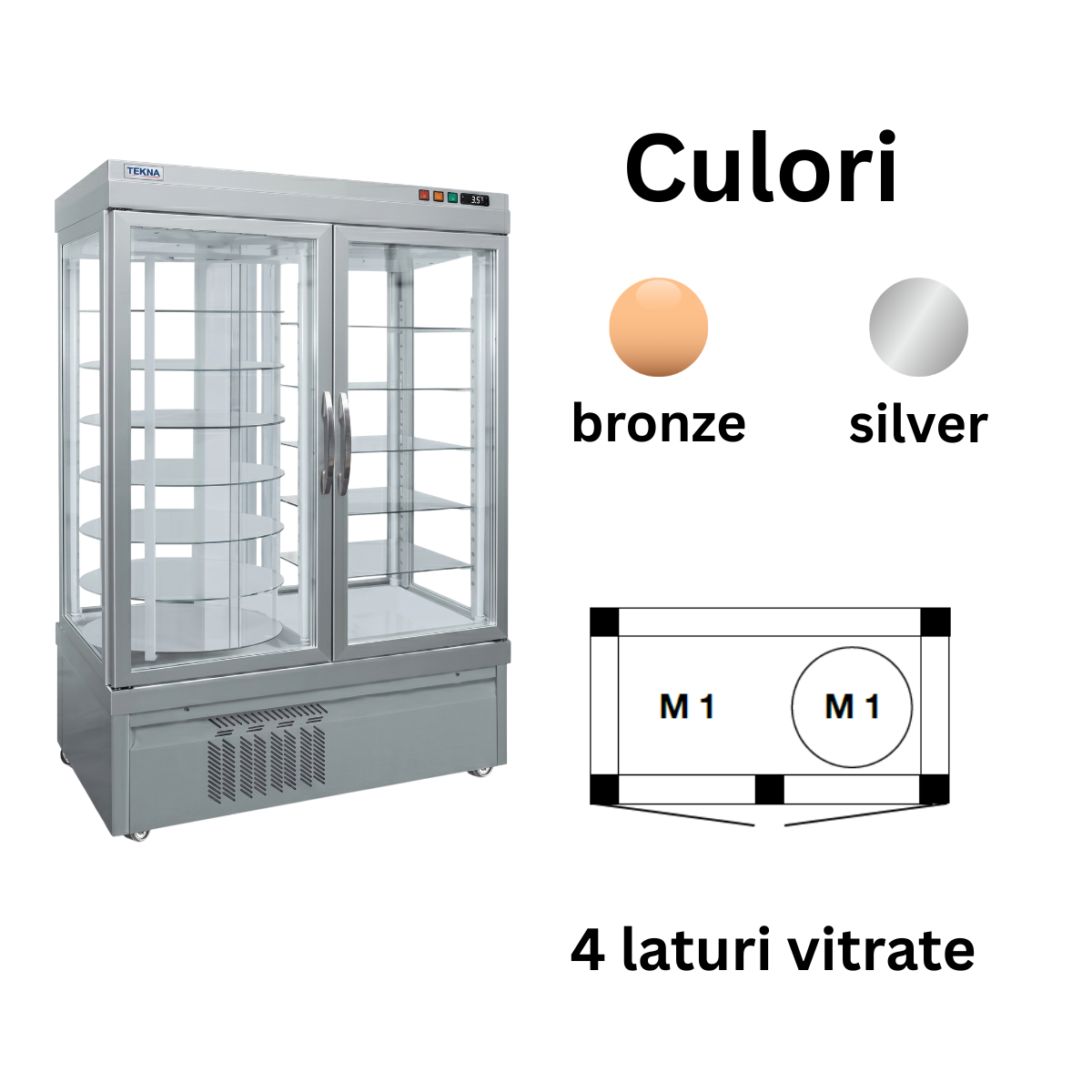 Vitrina frigorifica cofetarie Tekna, temp: -5...+10 °C, racire ventilata No-Frost, 880 lt. 132*64*191 cm - 2
