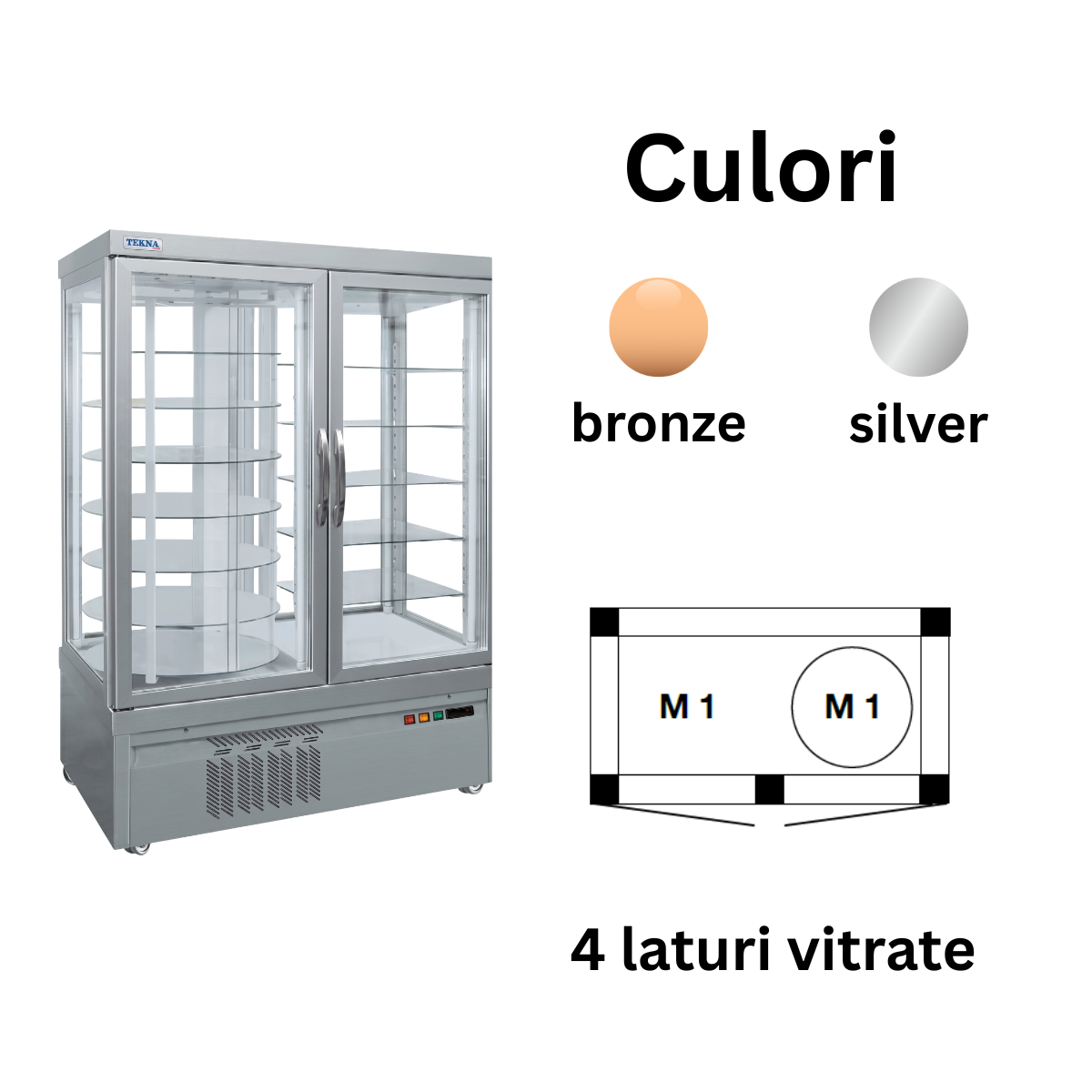 Vitrina congelare cofetarie Tekna, temp: -25...+5 °C, racire ventilata No-Frost, 1077 lt. 132*76*191 cm - 2