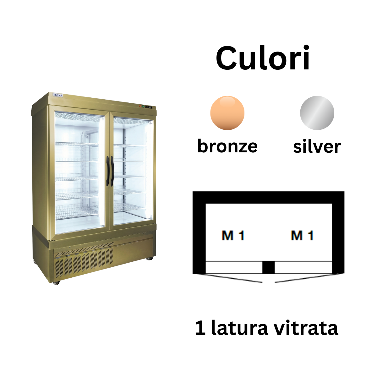 Vitrina frigorifica cofetarie Tekna, temp: -5...+10 °C, racire ventilata No-Frost, 1007 lt. 132*76*191 cm - 2
