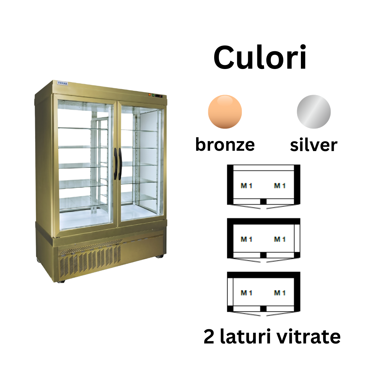 Vitrina frigorifica cofetarie Tekna, temp: -5...+10 °C, racire ventilata No-Frost, 1052 lt. 132*76*191 cm - 2