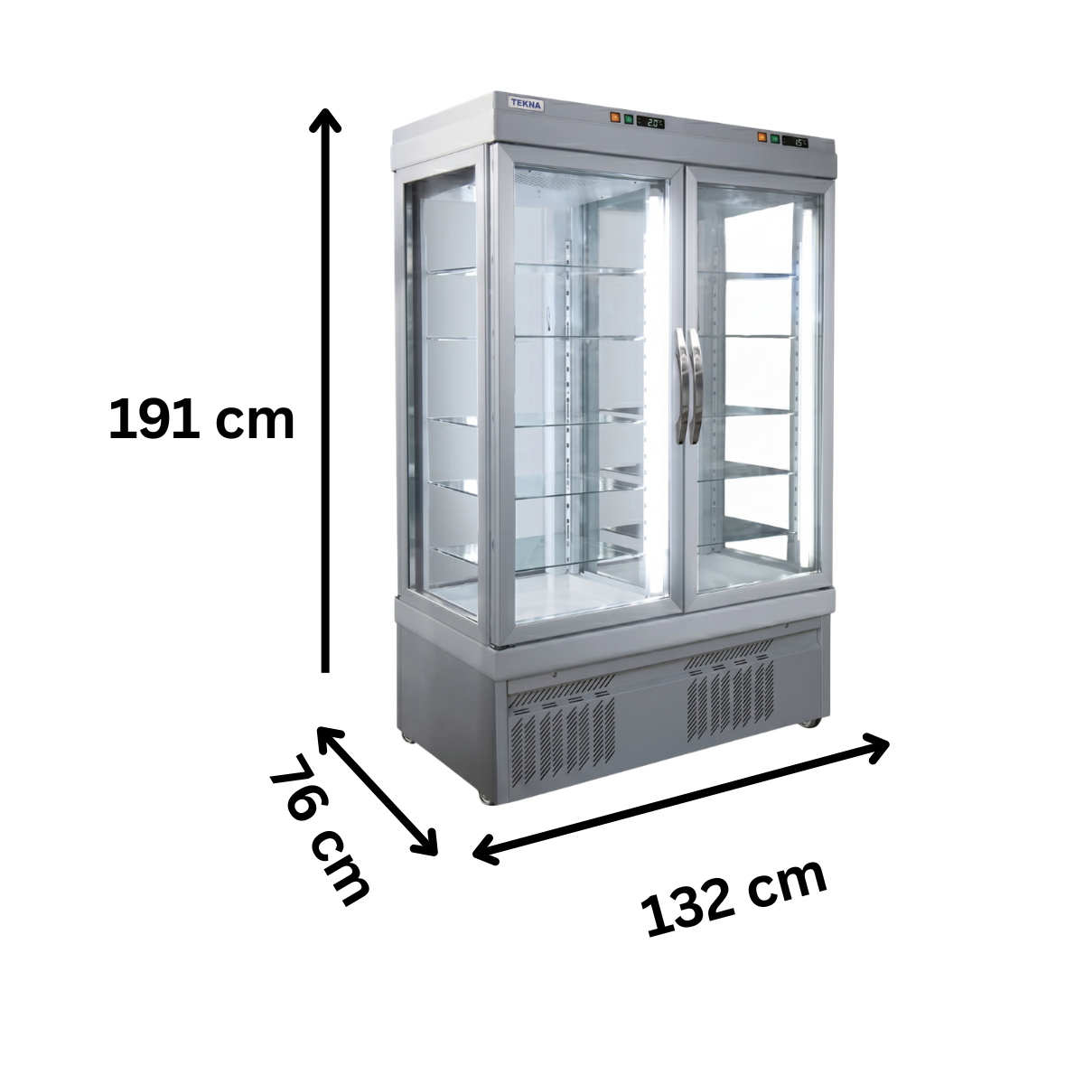 Vitrina frigorifica cofetarie Tekna, temp: -5...+10 °C, racire ventilata No-Frost, 1077 lt. 132*76*191 cm - 1
