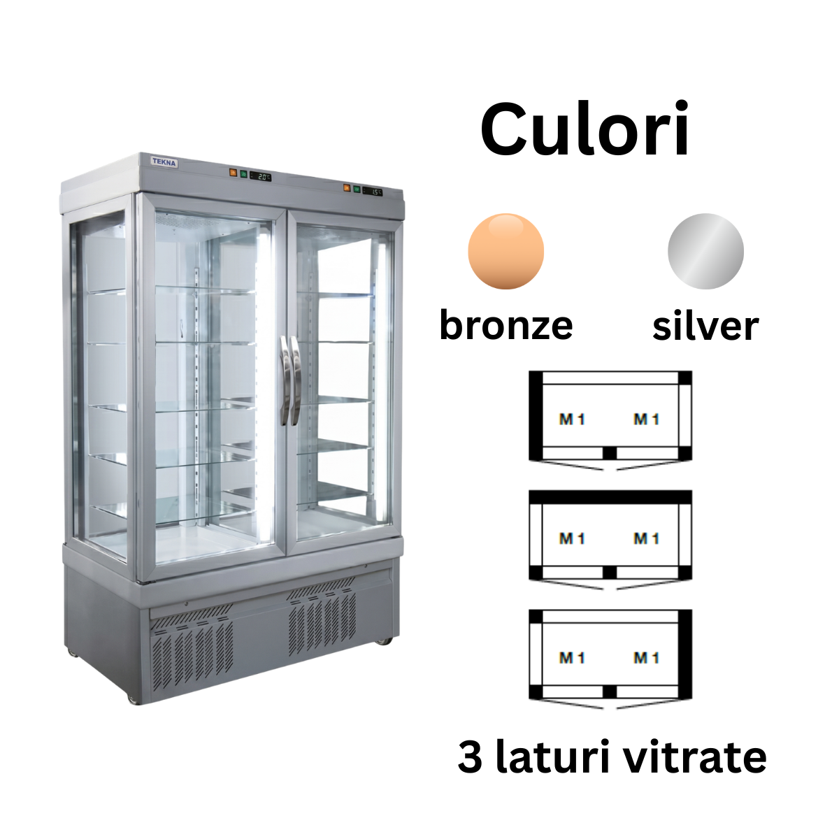 Vitrina frigorifica cofetarie Tekna, temp: -5...+10 °C, racire ventilata No-Frost, 1077 lt. 132*76*191 cm - 2