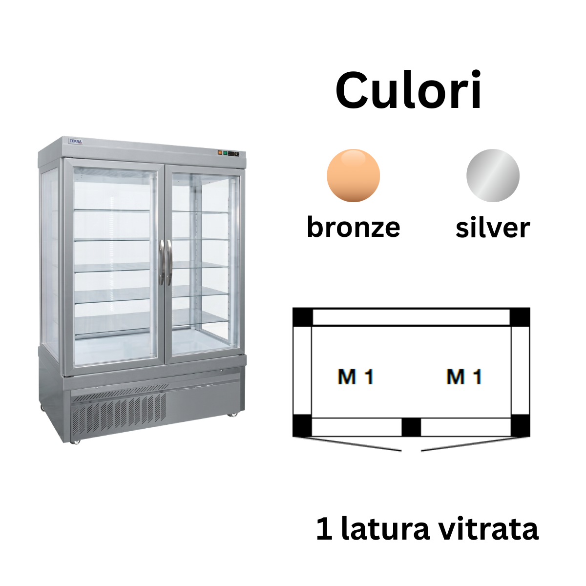 Vitrina frigorifica cofetarie Tekna, temp: -5...+10 °C, racire ventilata No-Frost, 1077 lt. 132*76*191 cm - 2