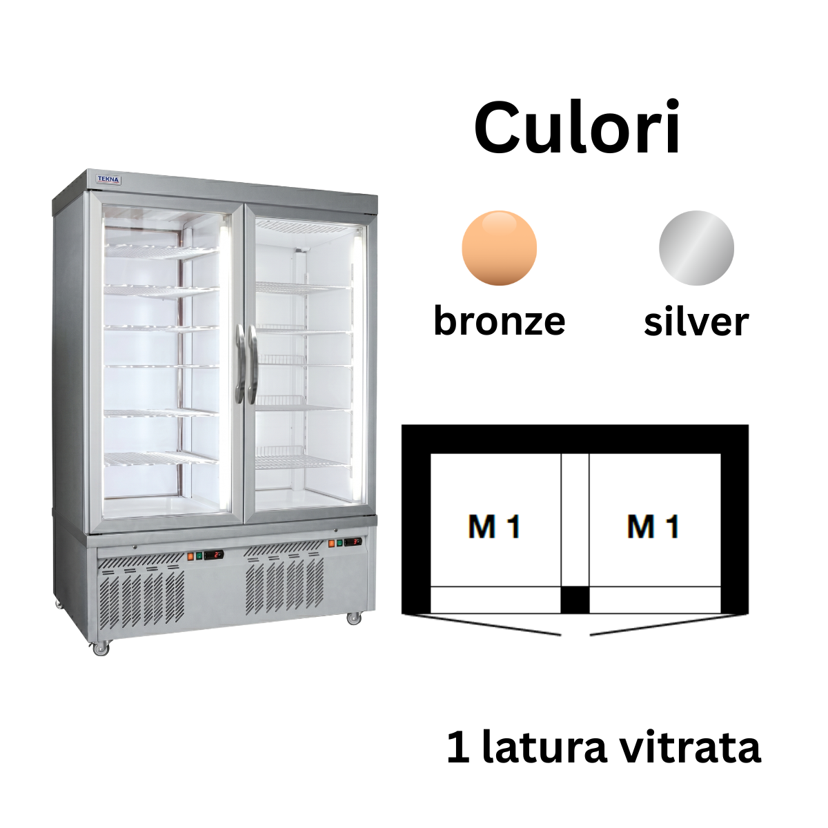 Vitrina frigorifica combinata cofetarie Tekna, temp: -25...-15 °C / +2...+10 °C, racire statica, 855 lt. 132*64*191 cm - 2