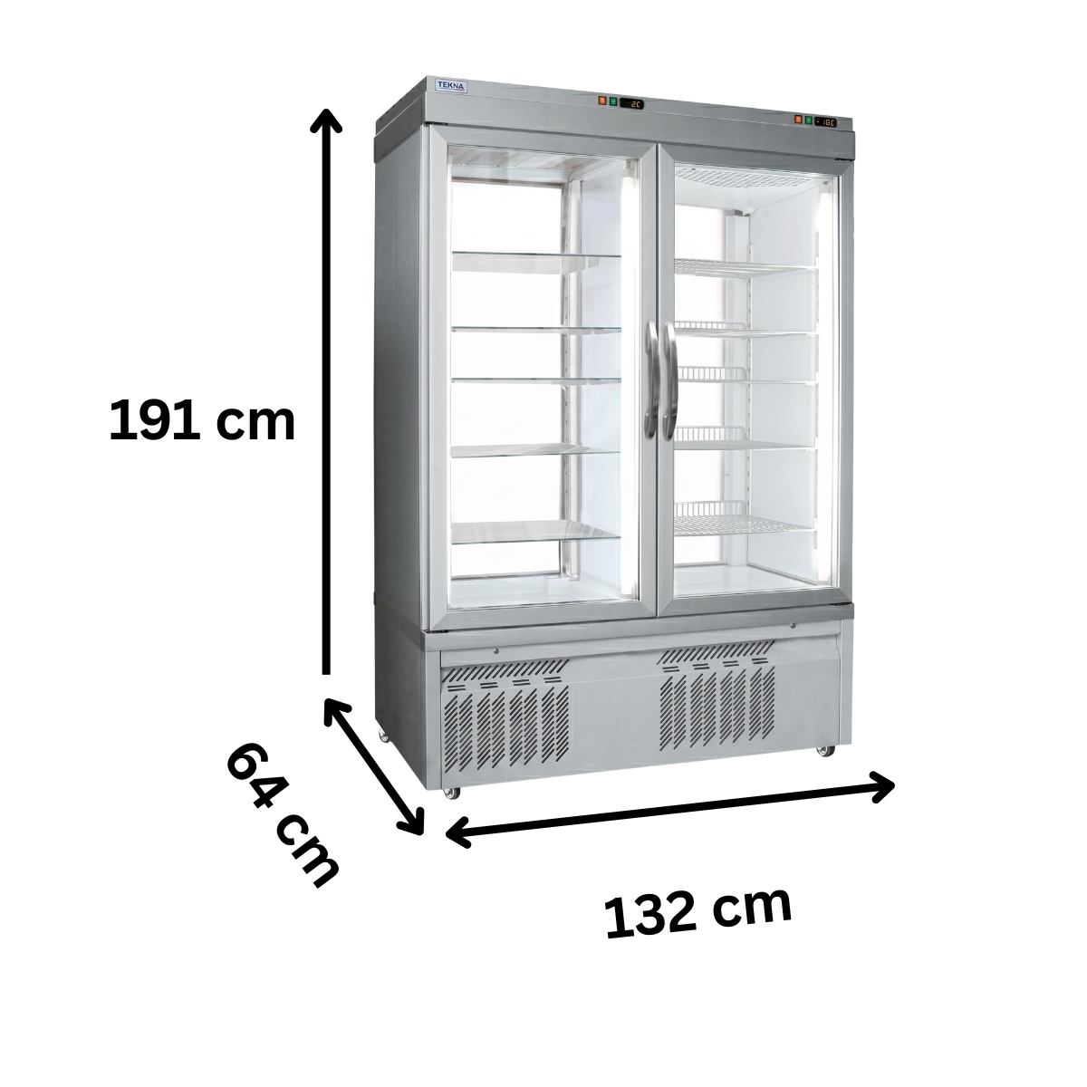 Vitrina congelare cofetarie Tekna, temp: -25...-15 °C, racire statica, 905 lt. 132*64*191 cm - 1