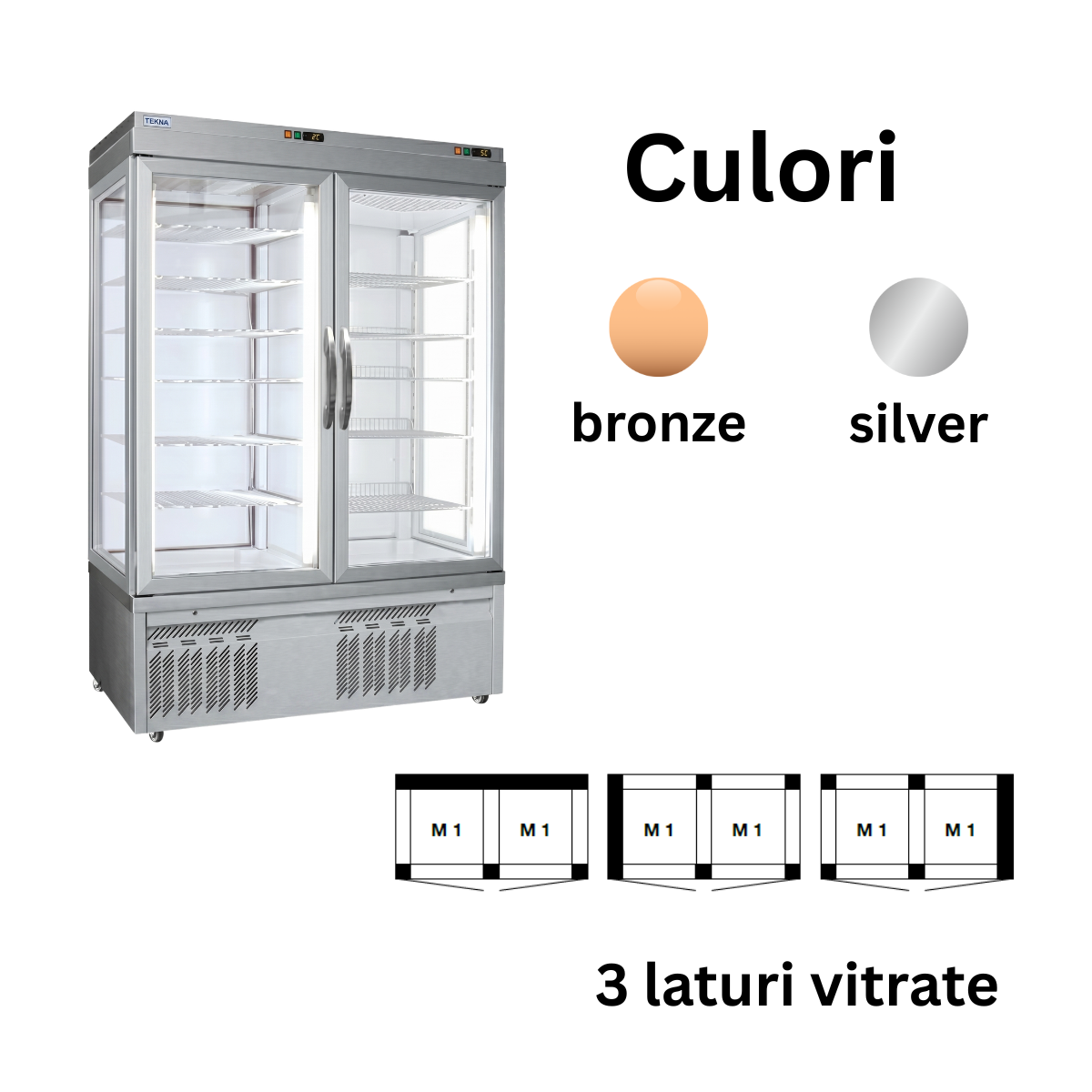 Vitrina congelare cofetarie Tekna, temp: -25...-15 °C, racire statica, 915 lt. 132*64*191 cm - 2
