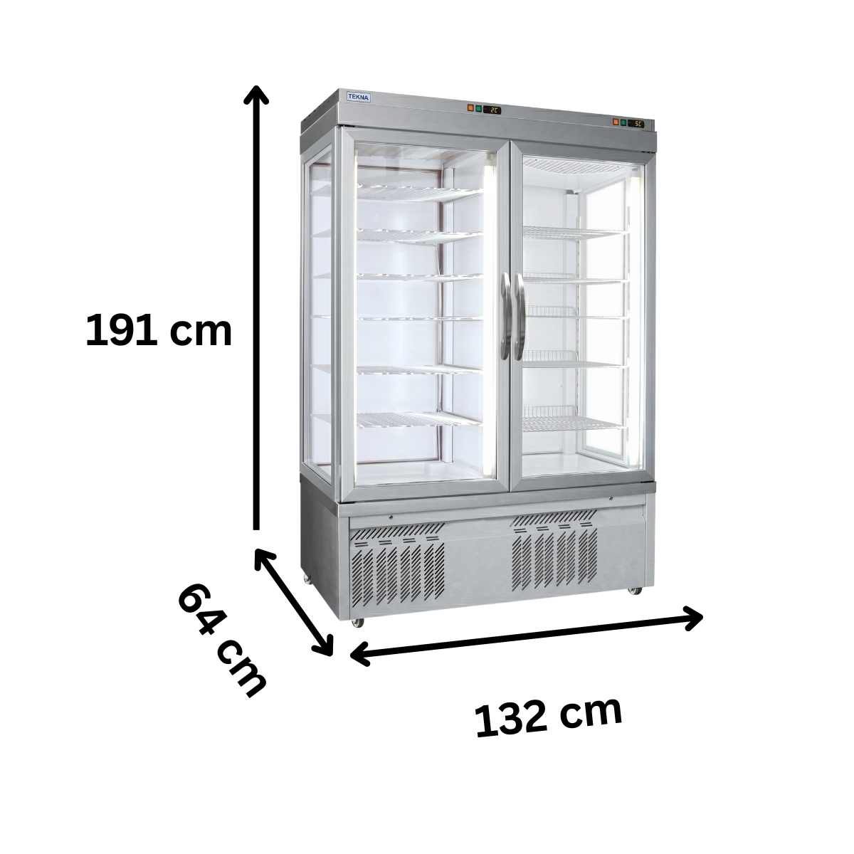 Vitrina frigorifica cofetarie Tekna, temp: -5...+10 °C, racire ventilata No-Frost, 875 lt. 132*64*191 cm - 1