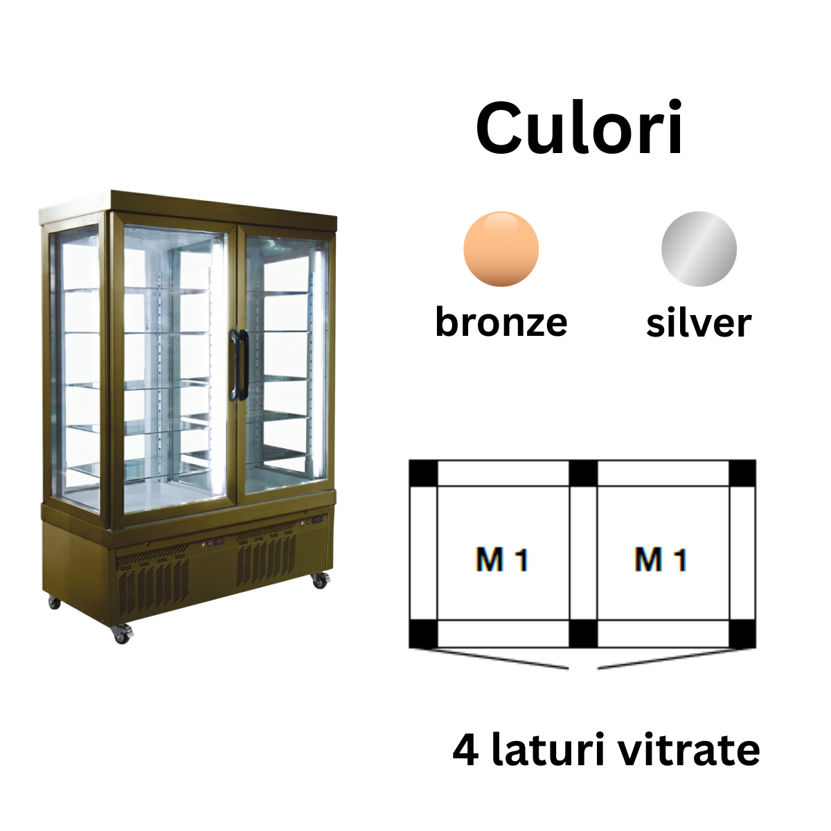 Vitrina frigorifica cofetarie Tekna, temp: -5...+10 °C, racire ventilata No-Frost, 880 lt. 132*64*191 cm - 2