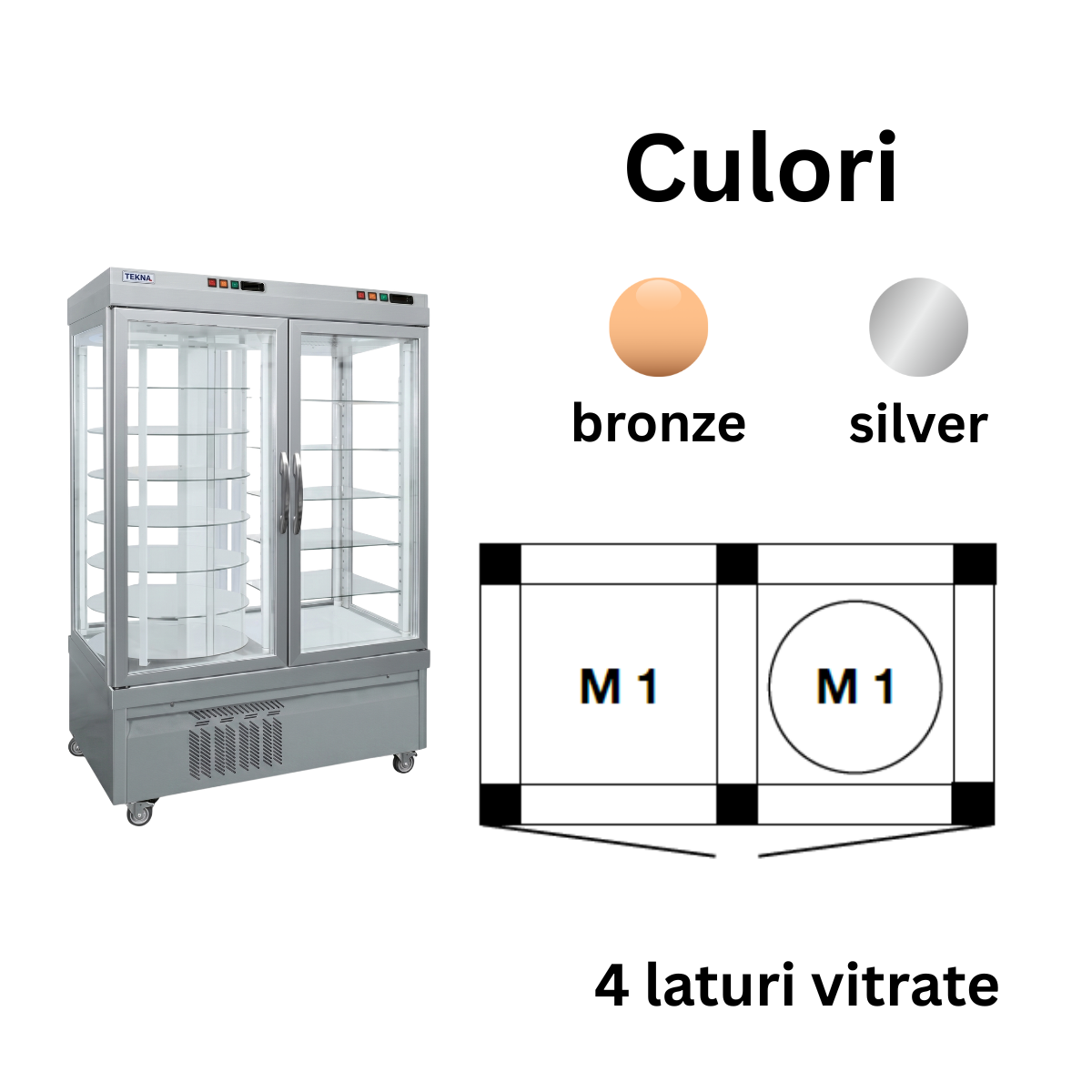 Vitrina frigorifica cofetarie Tekna, temp: -5...+10 °C, racire ventilata No-Frost, 880 lt. 132*64*191 cm - 2