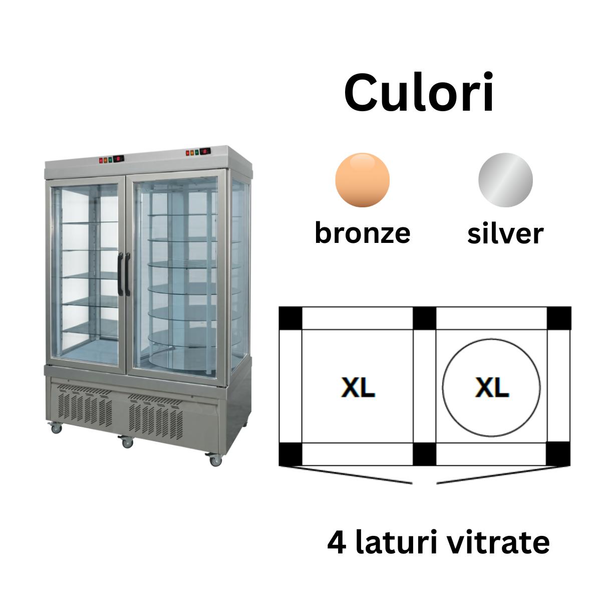 Vitrina frigorifica cofetarie Tekna, temp: -5...+10 °C, racire ventilata No-Frost, 1160 lt. 150*76*191 cm - 2
