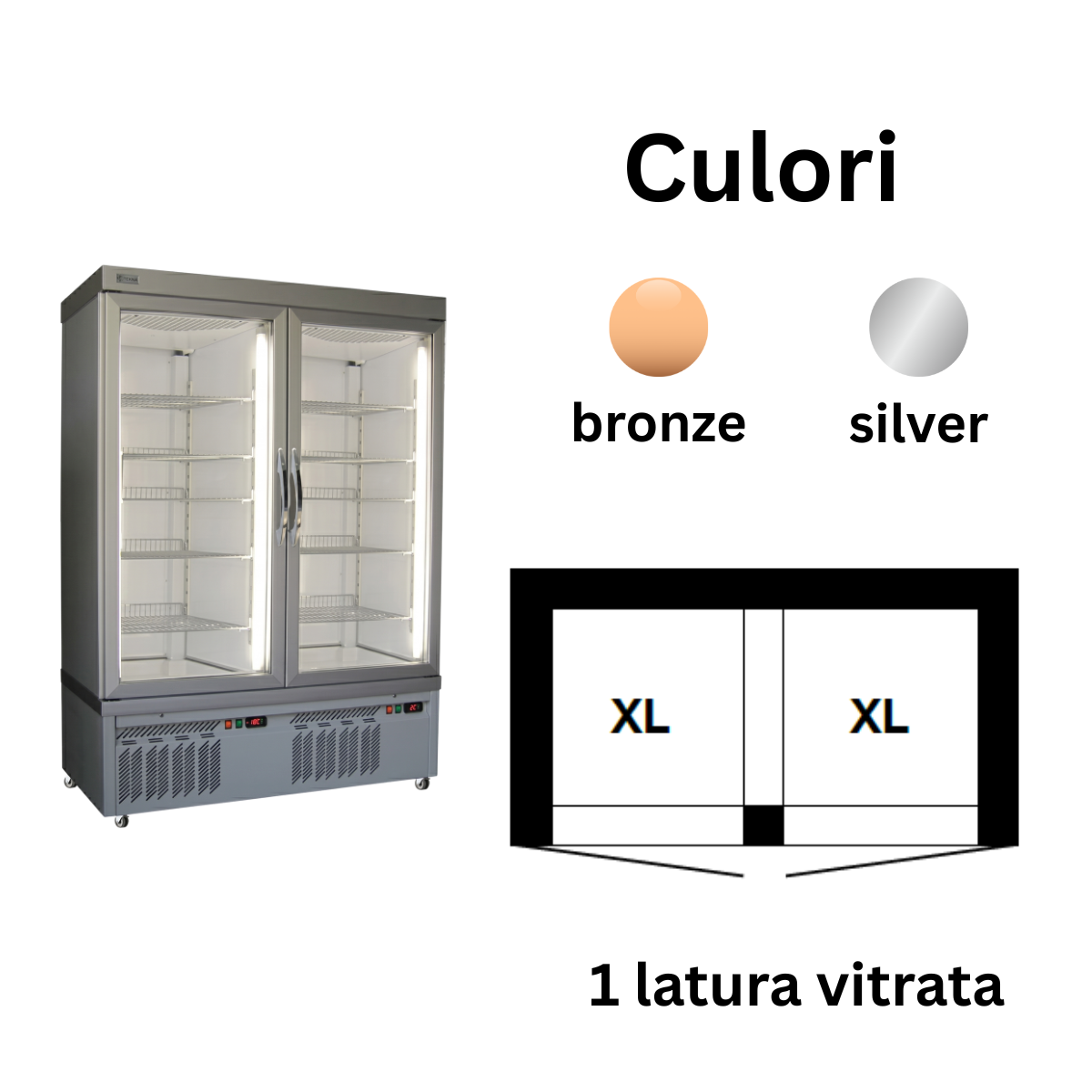 Vitrina frigorifica cofetarie Tekna, temp: -5...+10 °C, racire ventilata No-Frost, 1065 lt. 150*76*191 cm - 2