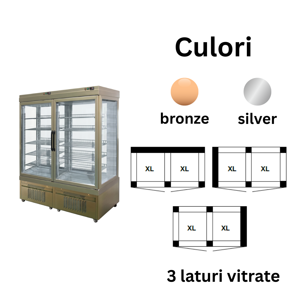 Vitrina frigorifica cofetarie Tekna, temp: -5...+10 °C, racire ventilata No-Frost, 1150 lt. 150*76*191 cm - 2