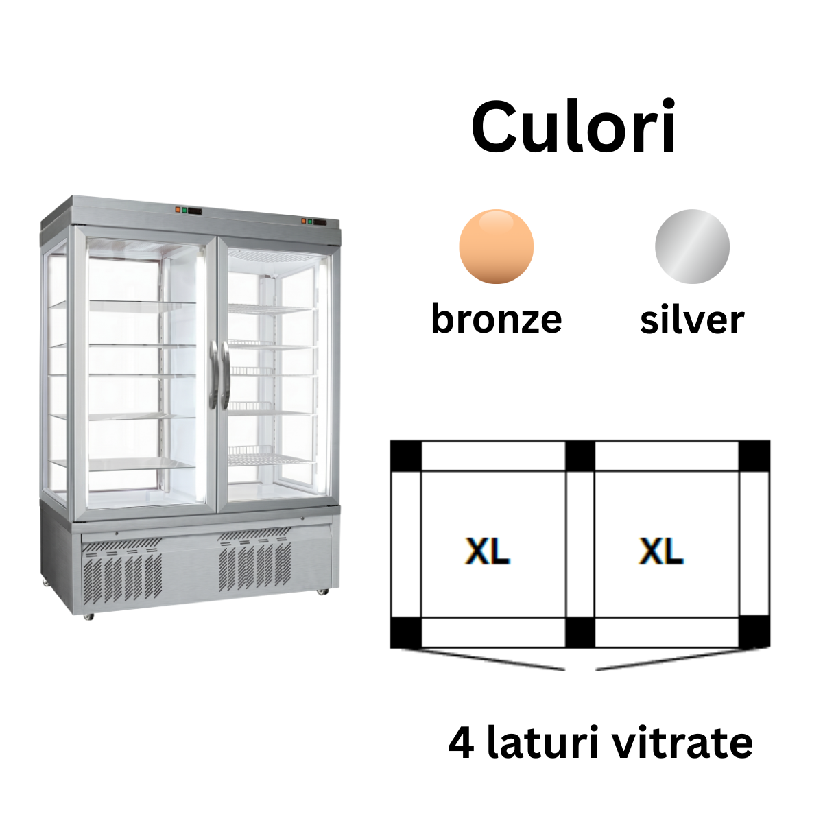 Vitrina congelare cofetarie Tekna, temp: -25...+5 °C, racire ventilata No-Frost, 1160 lt. 150*76*191 cm - 2