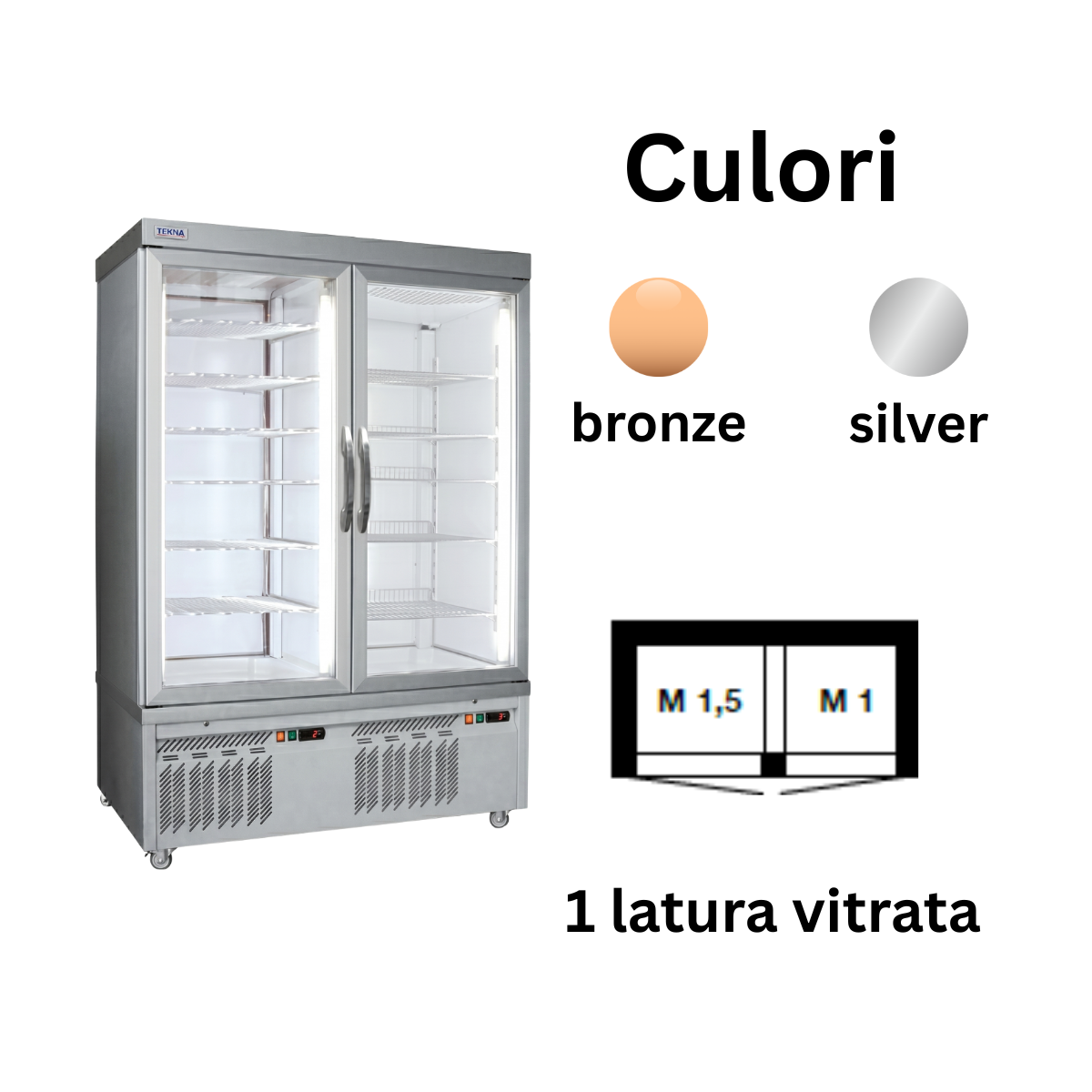 Vitrina frigorifica cofetarie No-Frost Tekna, temp: -5...+10 °C, racire ventilata No-Frost, 875 lt. 155*64*191 cm - 2