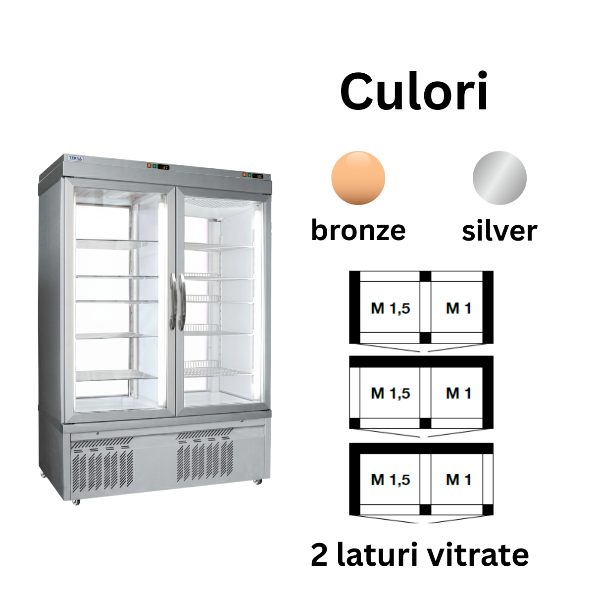 Vitrina frigorifica cofetarie No-Frost Tekna, temp: -5...+10 °C, racire ventilata No-Frost, 875 lt. 155*64*191 cm - 2