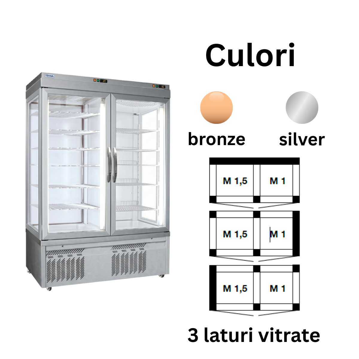 Vitrina frigorifica combinata No-Frost cofetarie Tekna, temp: -25...+10 °C, racire ventilata No-Frost, 875 lt. 155*64*191 cm - 2