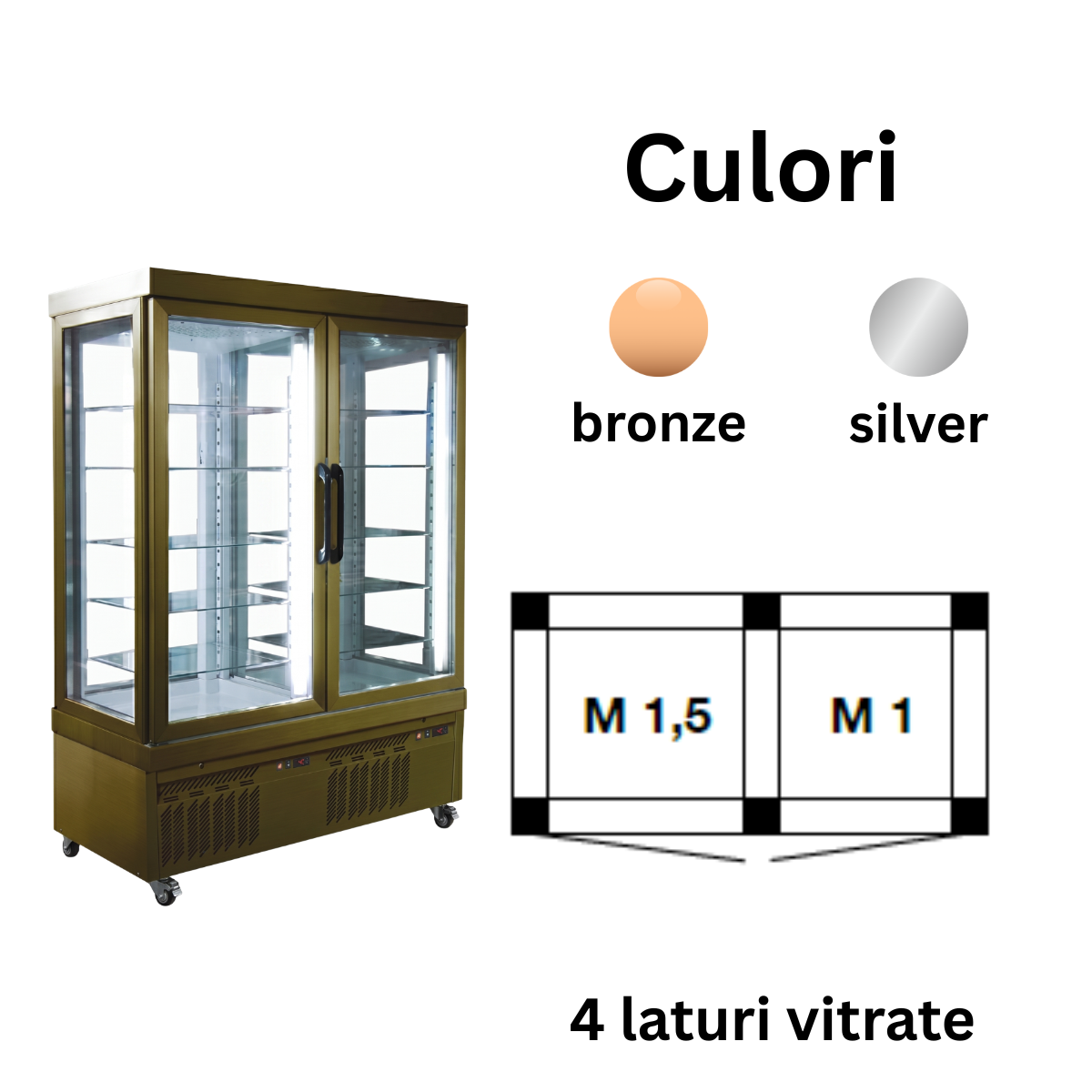 Vitrina frigorifica combinata No-Frost cofetarie Tekna, temp: -25...+10 °C, racire ventilata No-Frost, 875 lt. 155*64*191 cm - 2