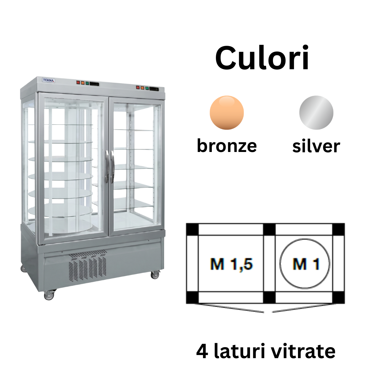 Vitrina congelare No-Frost cofetarie Tekna, temp: -25...+5 °C, racire ventilata No-Frost, 875 lt. 155*64*191 cm - 2