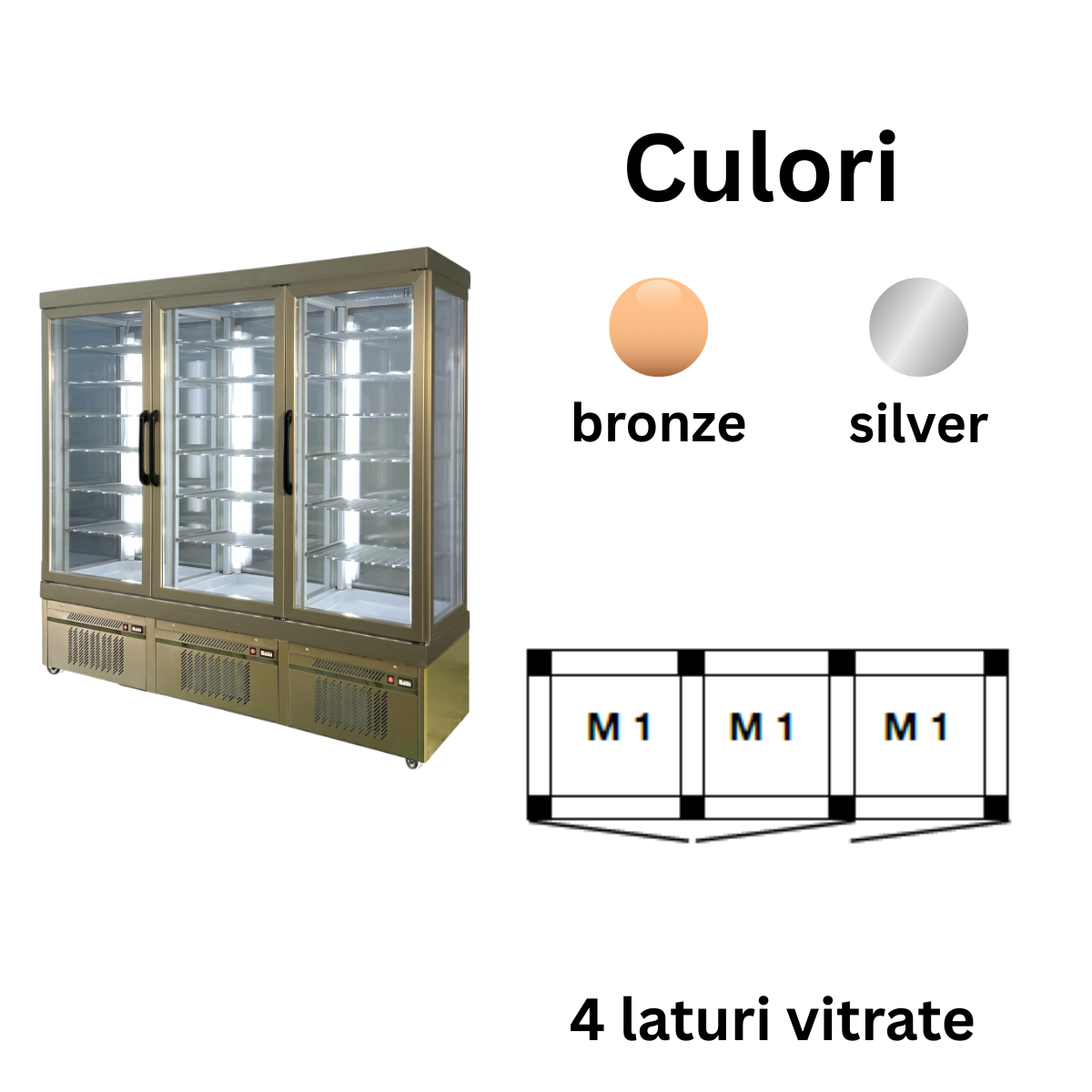 Vitrina frigorifica No-Frost cofetarie Tekna, temp: -5...+10 °C, racire ventilata No-Frost, 1240 lt. 197*64*191 cm - 2