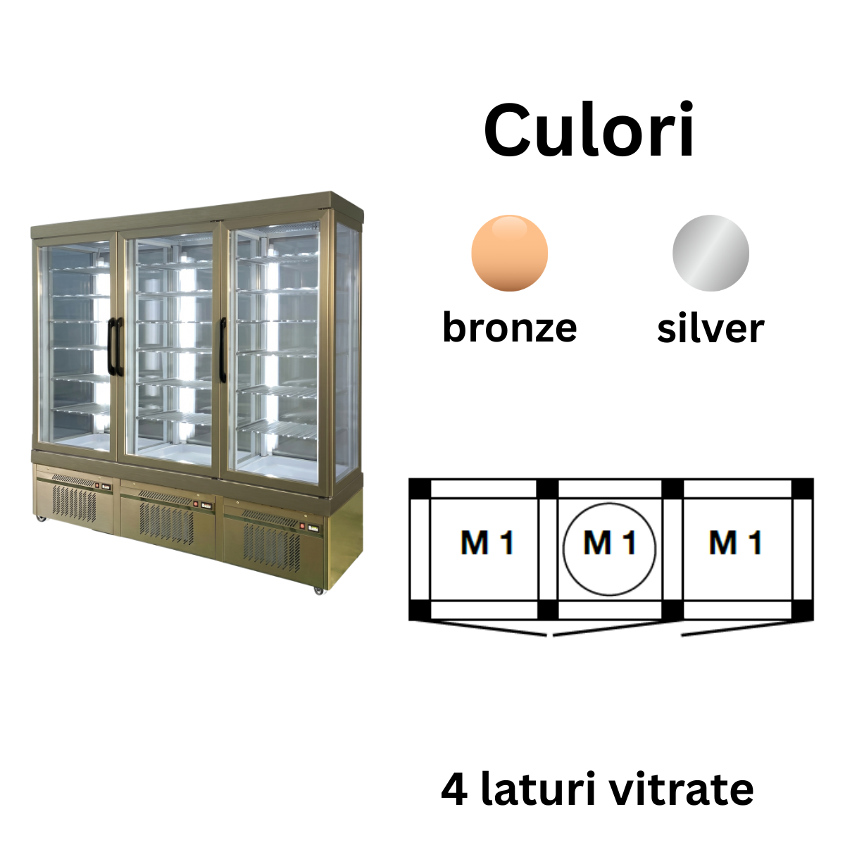 Vitrina congelare No-Frost cofetarie Tekna, temp: -25...+5 °C, racire ventilata No-Frost, 1240 lt. 197*64*191 cm - 2
