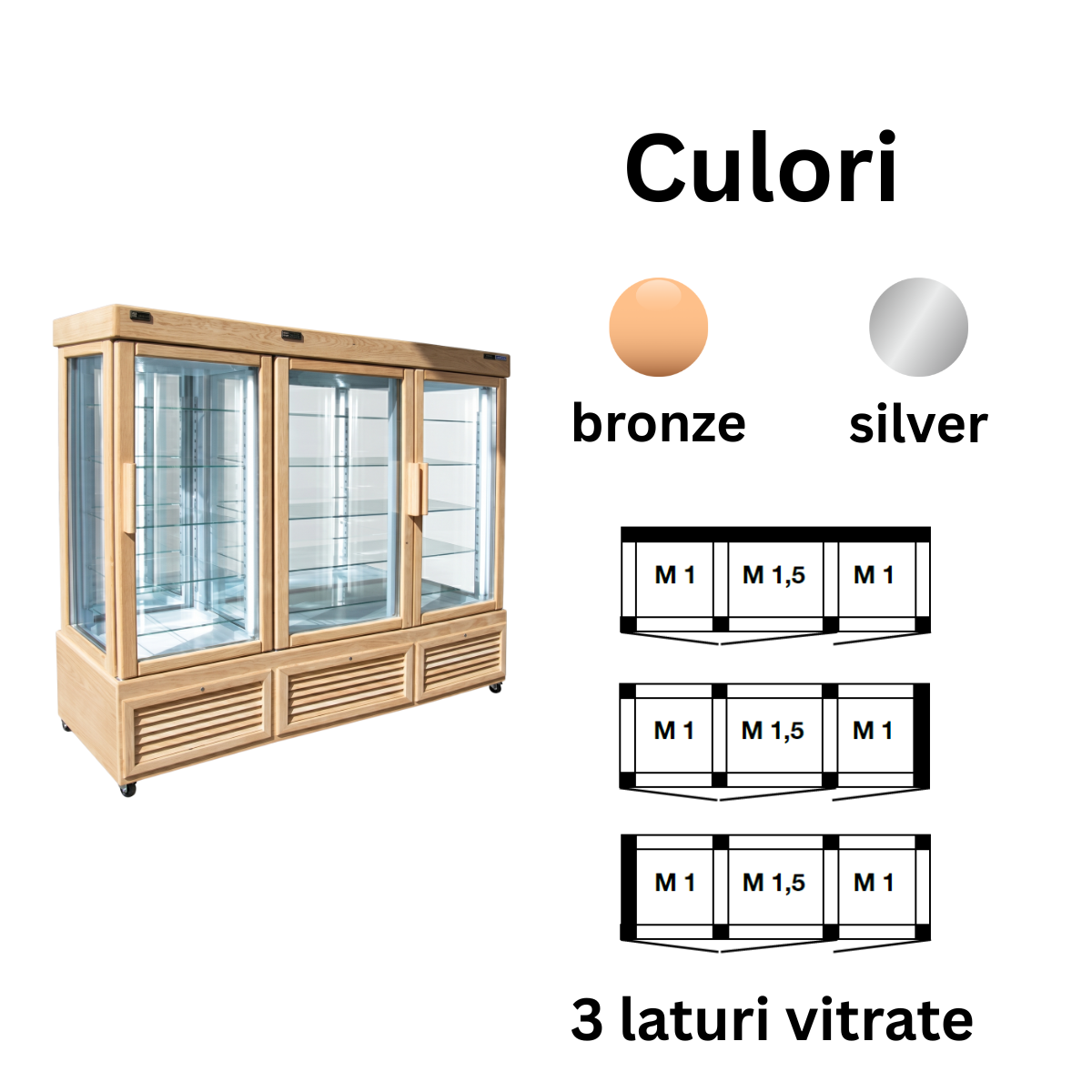 Vitrina frigorifica No-Frost cofetarie Tekna, temp: -5...+10 °C, racire ventilata No-Frost, 1400 lt. 220*64*191 cm - 2