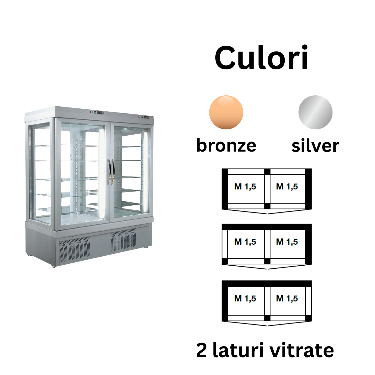 Vitrina congelare No-Frost cofetarie Tekna, temp: -25...+5 °C, racire ventilata No-Frost, 1185 lt. 178*64*191 cm - 2