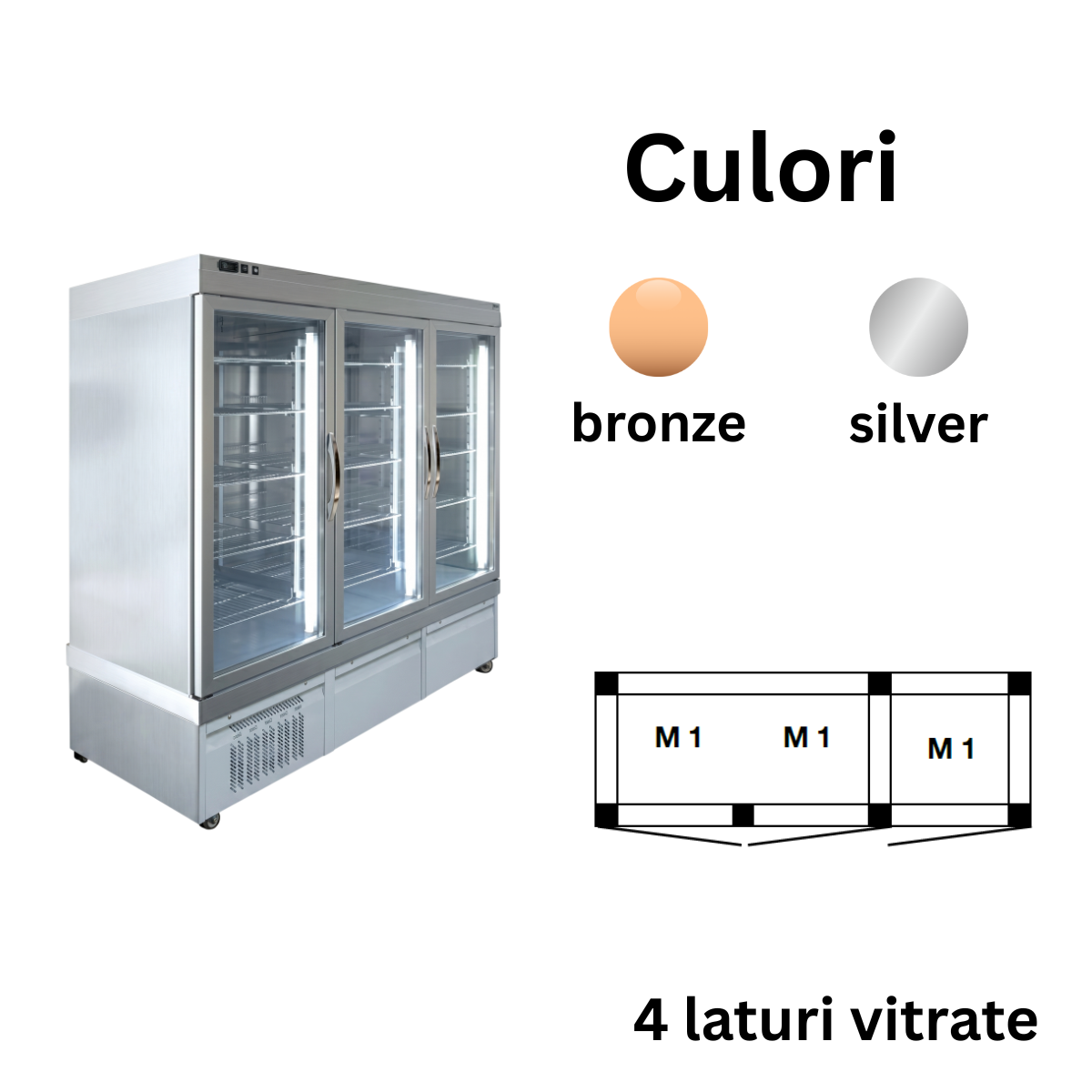 Vitrina congelare statica cofetarie Tekna, temp: -25...-15 °C, racire statica, 1350 lt. 197*64*191 cm - 2