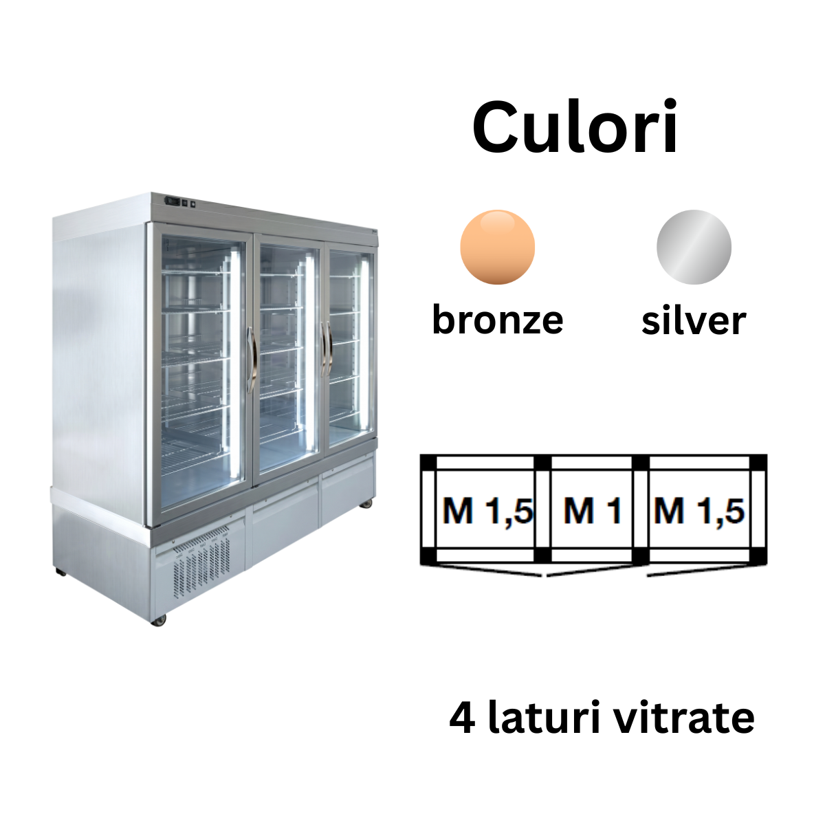 Vitrina frigorifica No-Frost profesionala Tekna, temp: -5...+10 °C, racire ventilata No-Frost, 1620 lt. 243*64*197 cm - 2