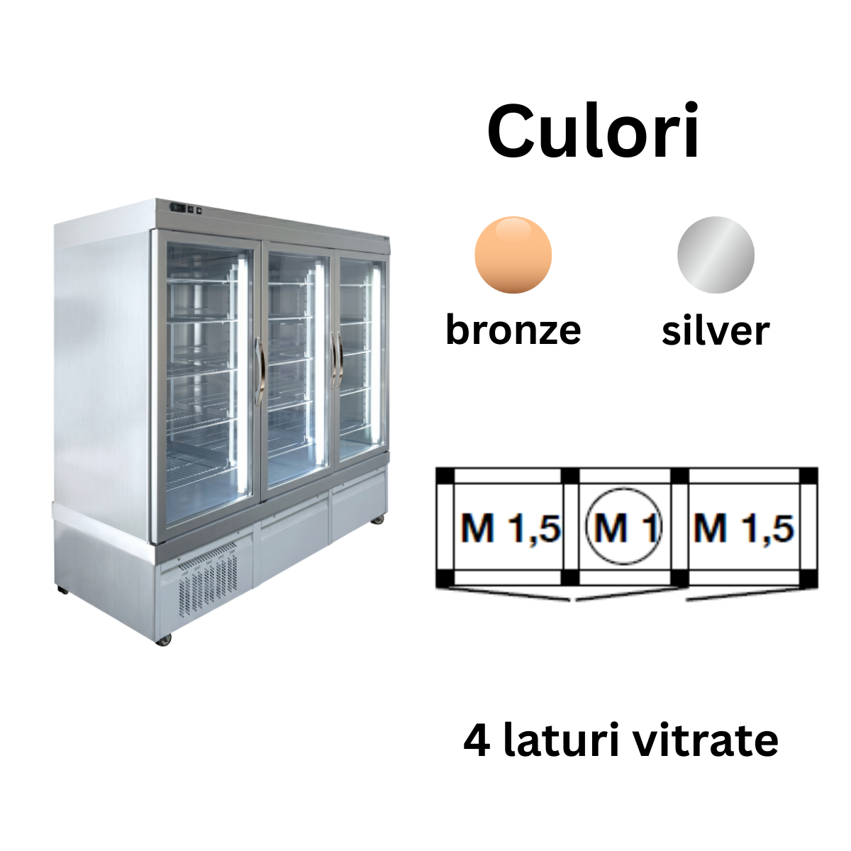 Vitrina frigorifica refrigerare statica profesionala Tekna, temp: +2...+10 °C, racire statica, 1710 lt. 243*64*197 cm - 2