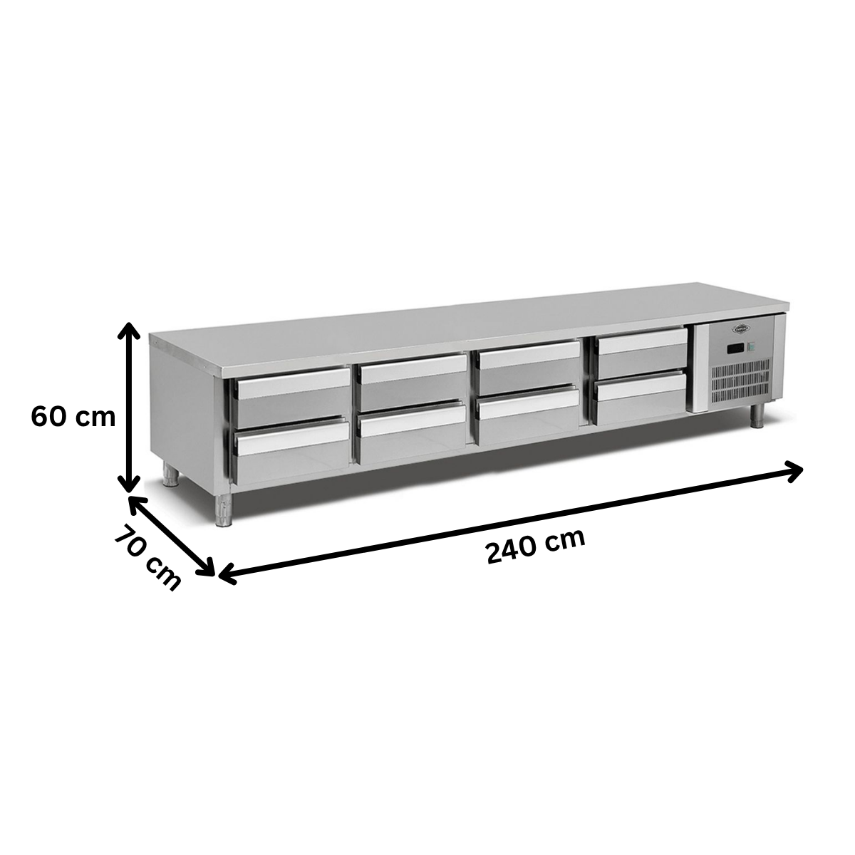 Masa rece undercounter profesionala cu 8 sertare GN 8x1/1, temperatura de lucru: -18/-20 °C - 2