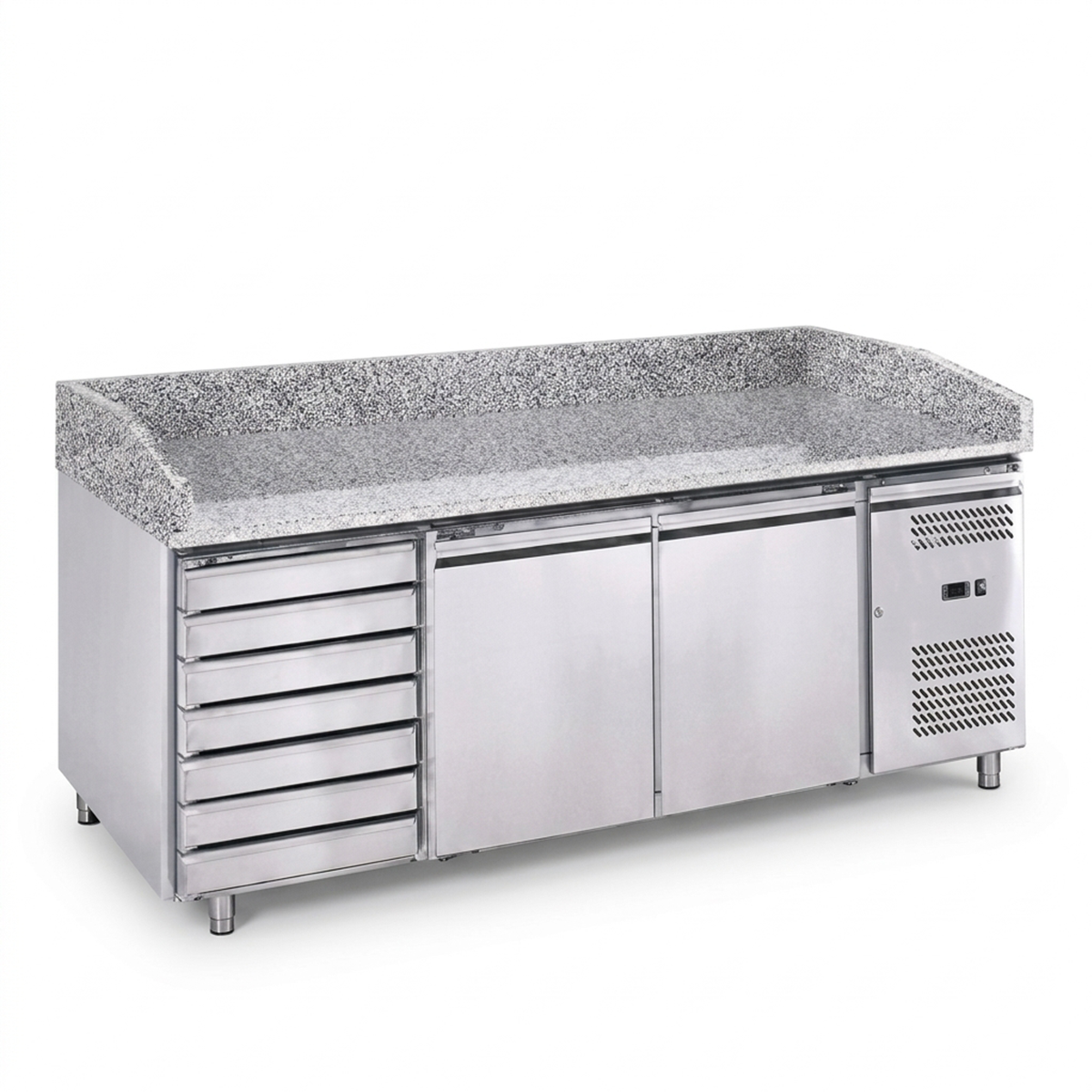 Masa rece pentru preparare pizza profesionala, blat din granit, racire ventilata, capacitate: 390 L - 0