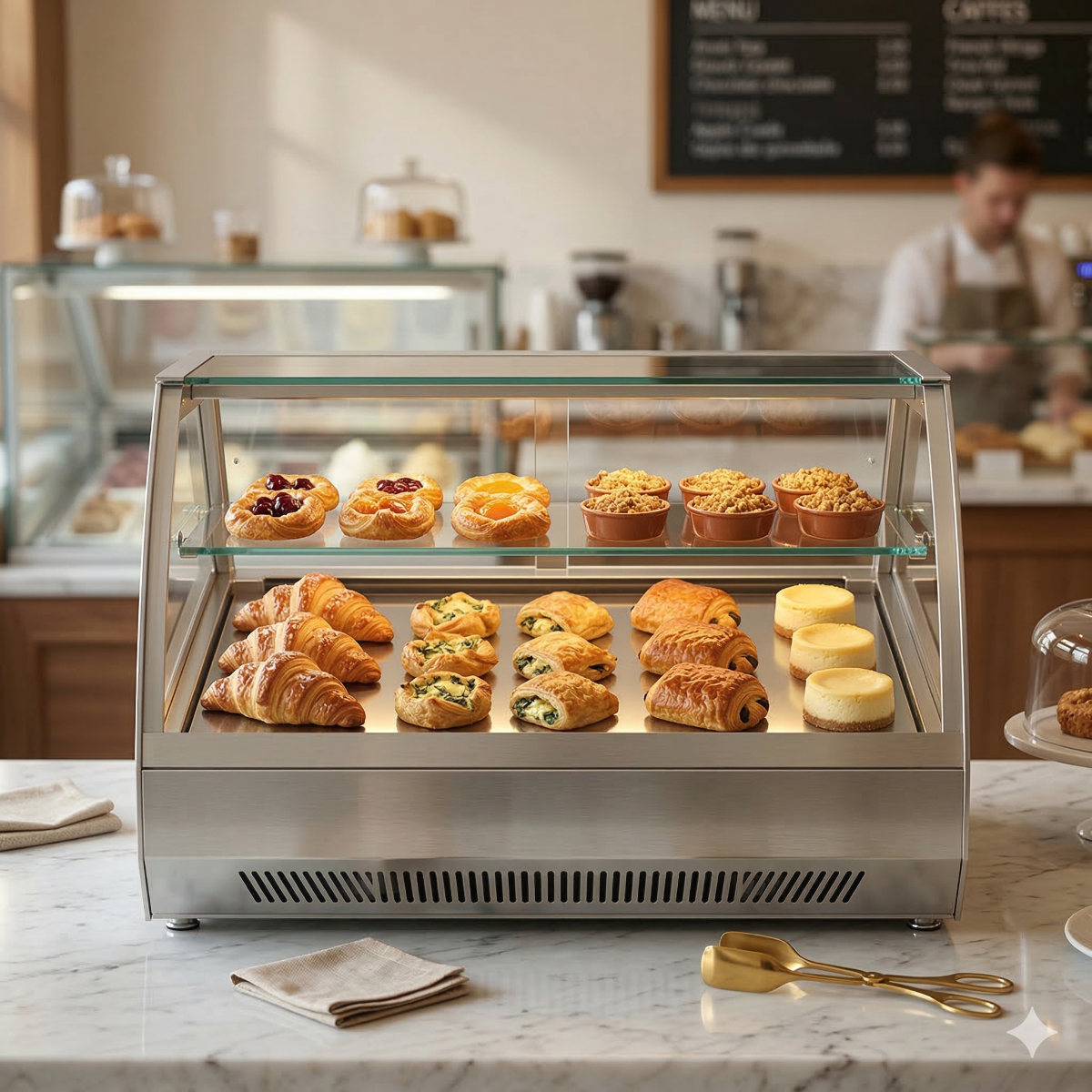 Vitrina calda inclinata de masa ArtSteel, alba, 172x60x60 cm, 240 Lt, 1200 W - 2