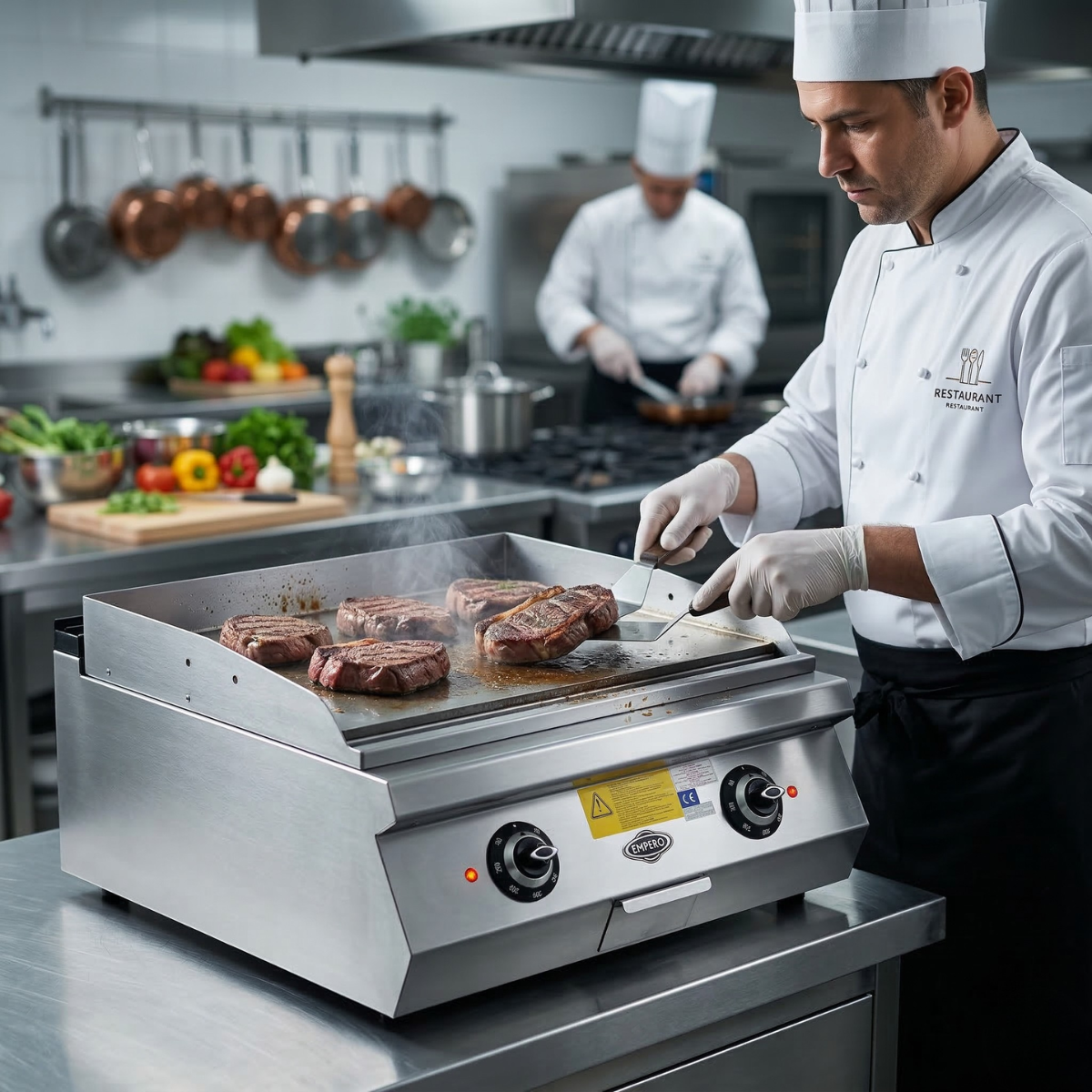 Grill electric profesional, inox, cu suprafata striat cromata PLUS, 80*90*30 cm - 2